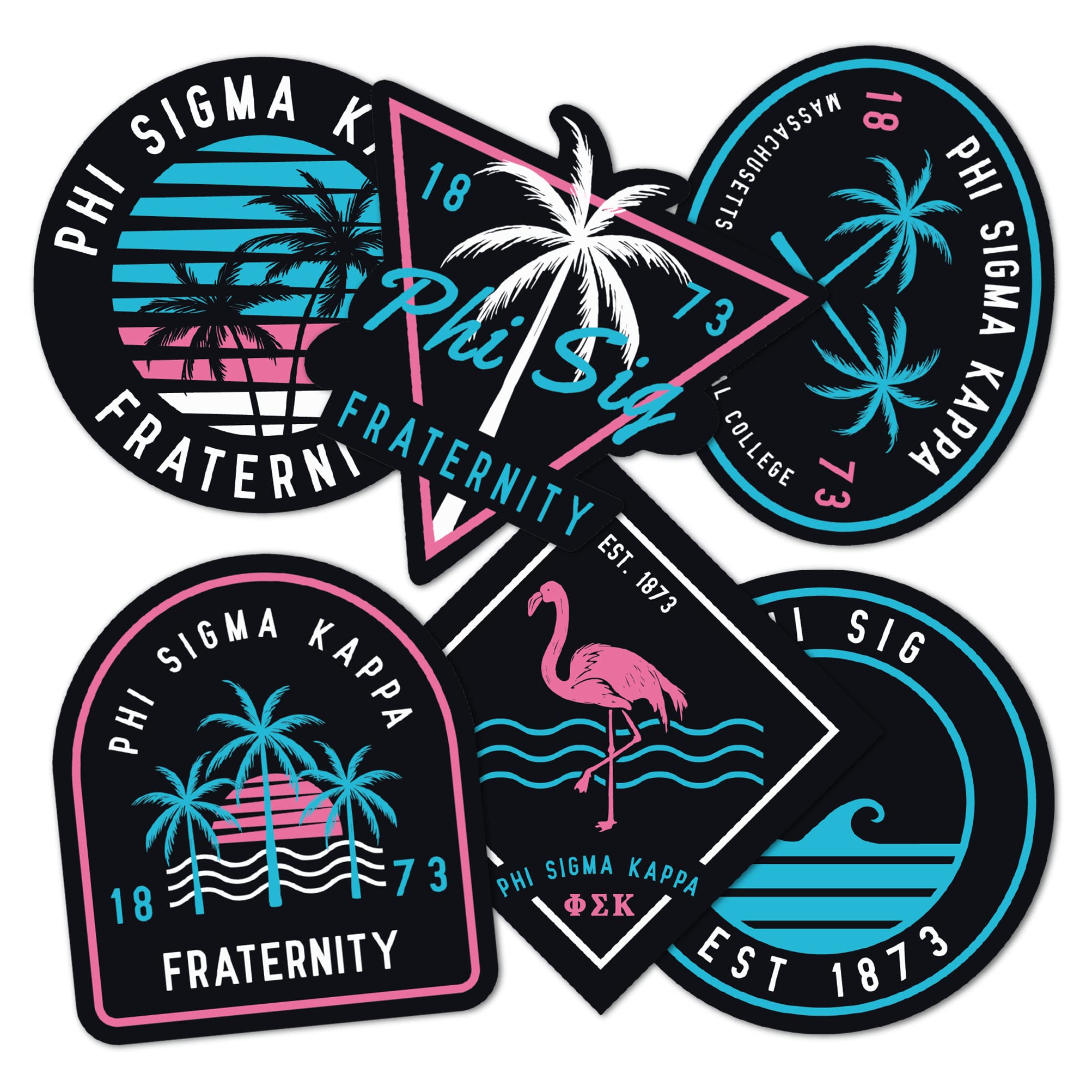 Phi Sigma Kappa Sticker Sheet - Waterproof Vinyl Decals for Laptop, Water Bottle, Car & More - Tropical Design - Perfect for Fraternity Pride, College Dorm Decor & Greek Life Accessories
