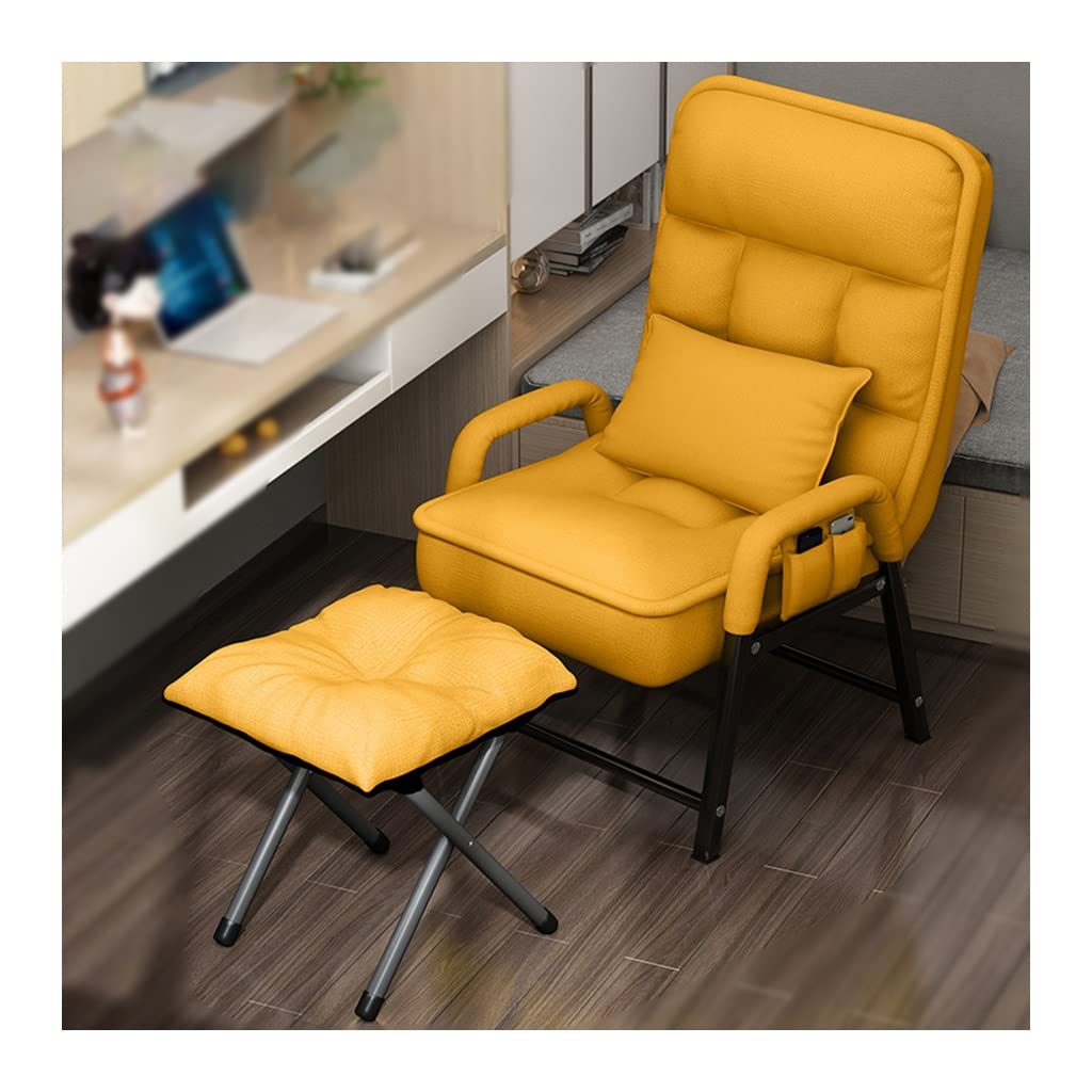 JIAX Adjustable Reclining Lounge Chair with Footrest - Ergonomic Reading & Accent Chair for Office, Living Room & Relaxation - Comfortable Backrest & Footrest Support (Yellow)