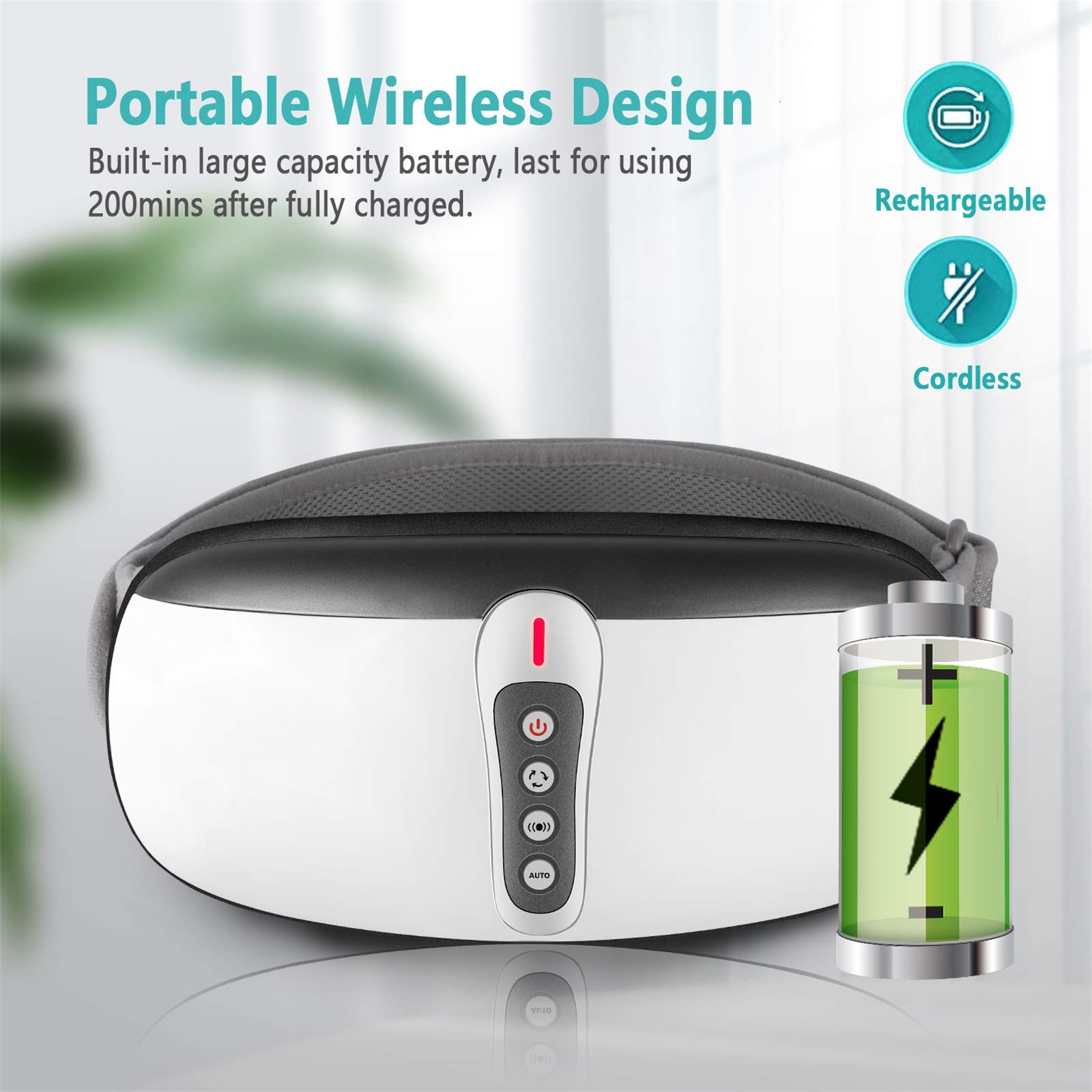 Wireless Slimming Belt for Weight Loss - Portable Abdominal Massager with 4 Vibration Modes & Heating Function to Improve Blood Circulation - Ideal for Home Gym, Office & Postpartum Recovery