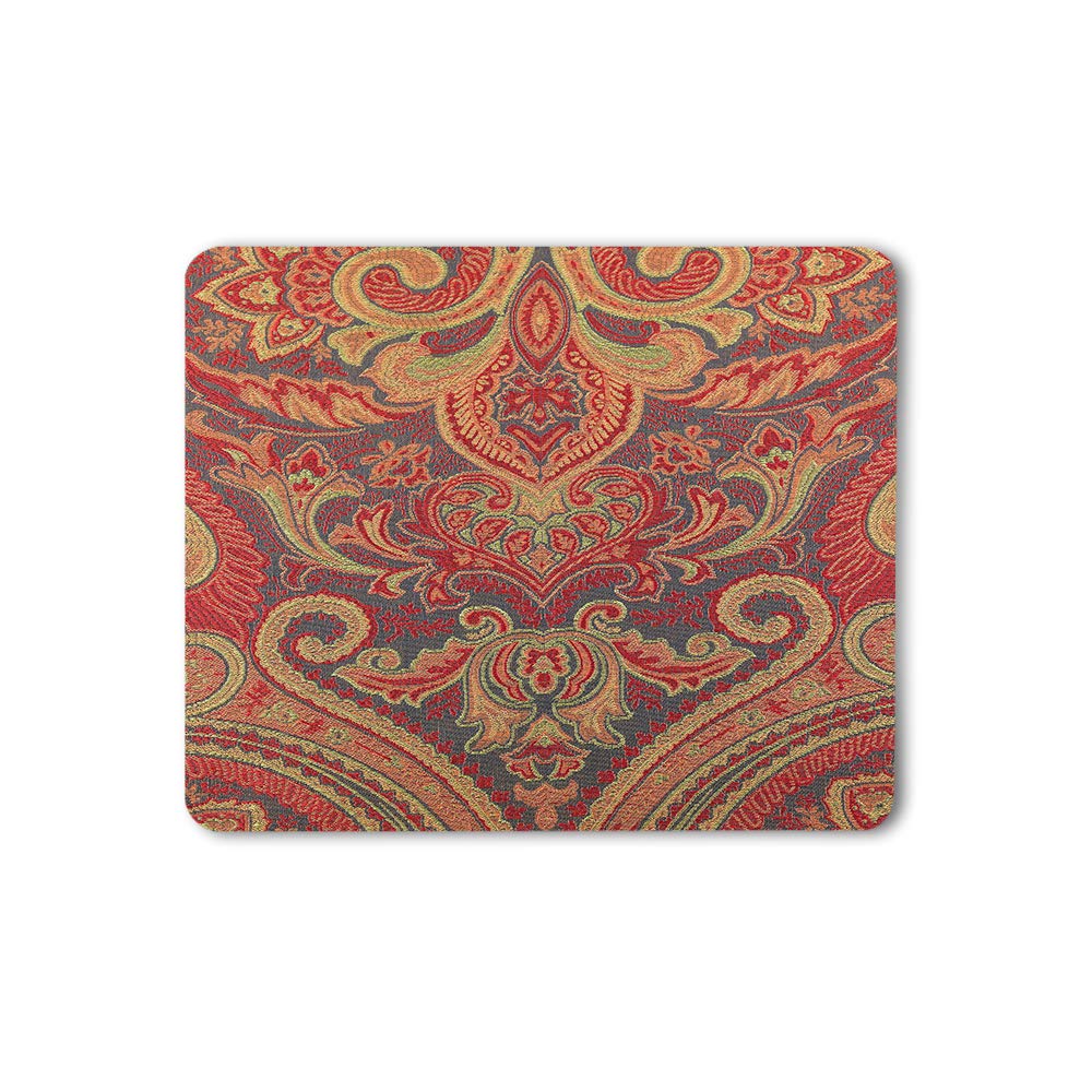 Premium Paisley Textile Mouse Pad - Indian Traditional Design with Asian Batik Style, Non-Slip Rubber Base, Thick Gaming Mouse Mat for Laptop & PC (9.5x7.9 Inch) - Perfect for Office Work, Gaming & Home Computer Use