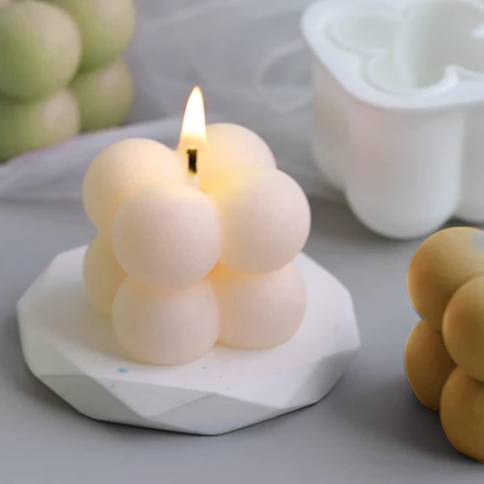 Premium 15-Cavity Silicone Bubble Candle Molds for DIY Candle Making - 3D Wax Melt Molds for Unique Handmade Candles, Home Decor & Craft Projects (White) - Perfect for Weddings, Gifts & Aromatherapy