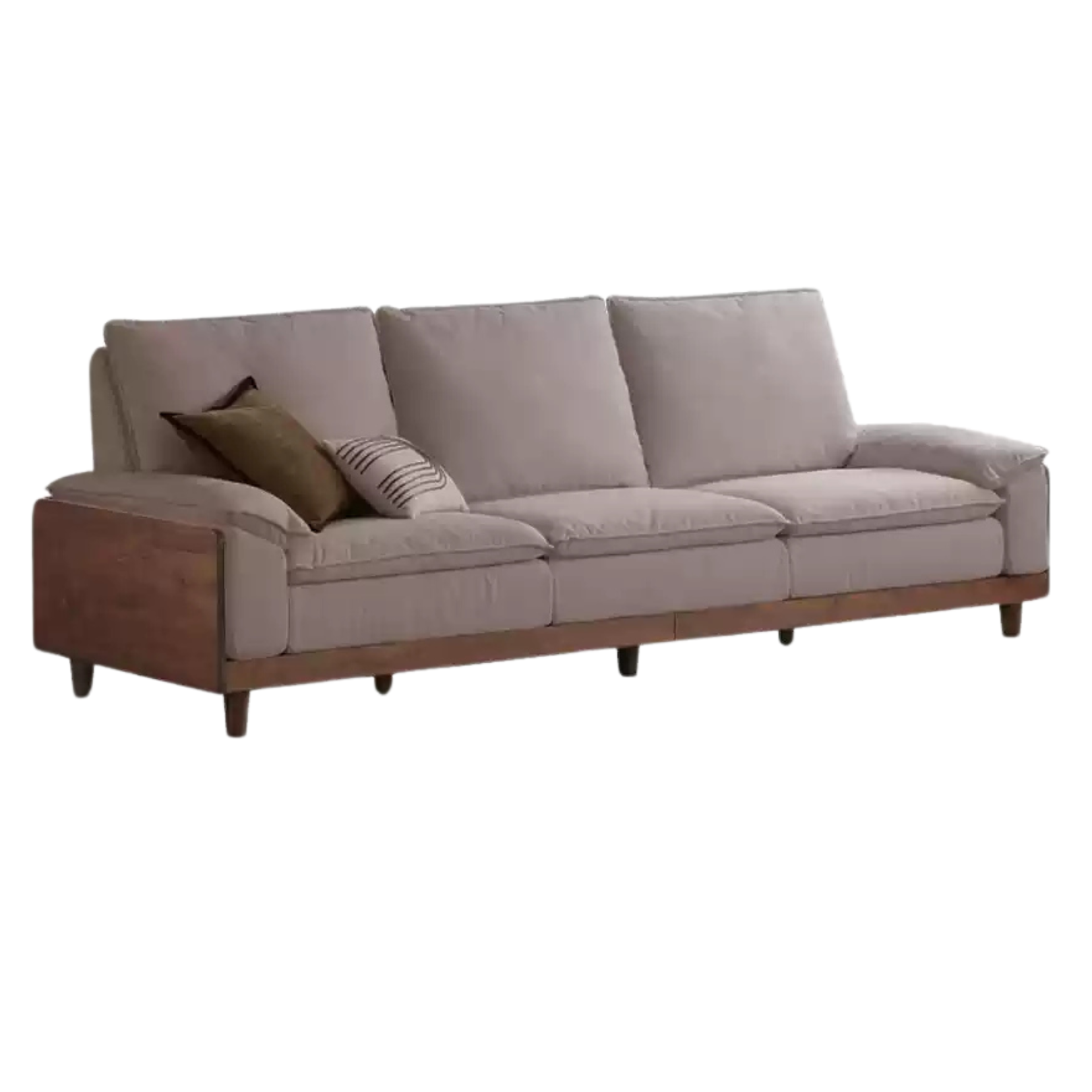 96.8x38.9x37.4 inch / 246x99.7x95cm / Rich Dark Walnut color / black walnut sofa imitation cotton linen smoke chestnut brown