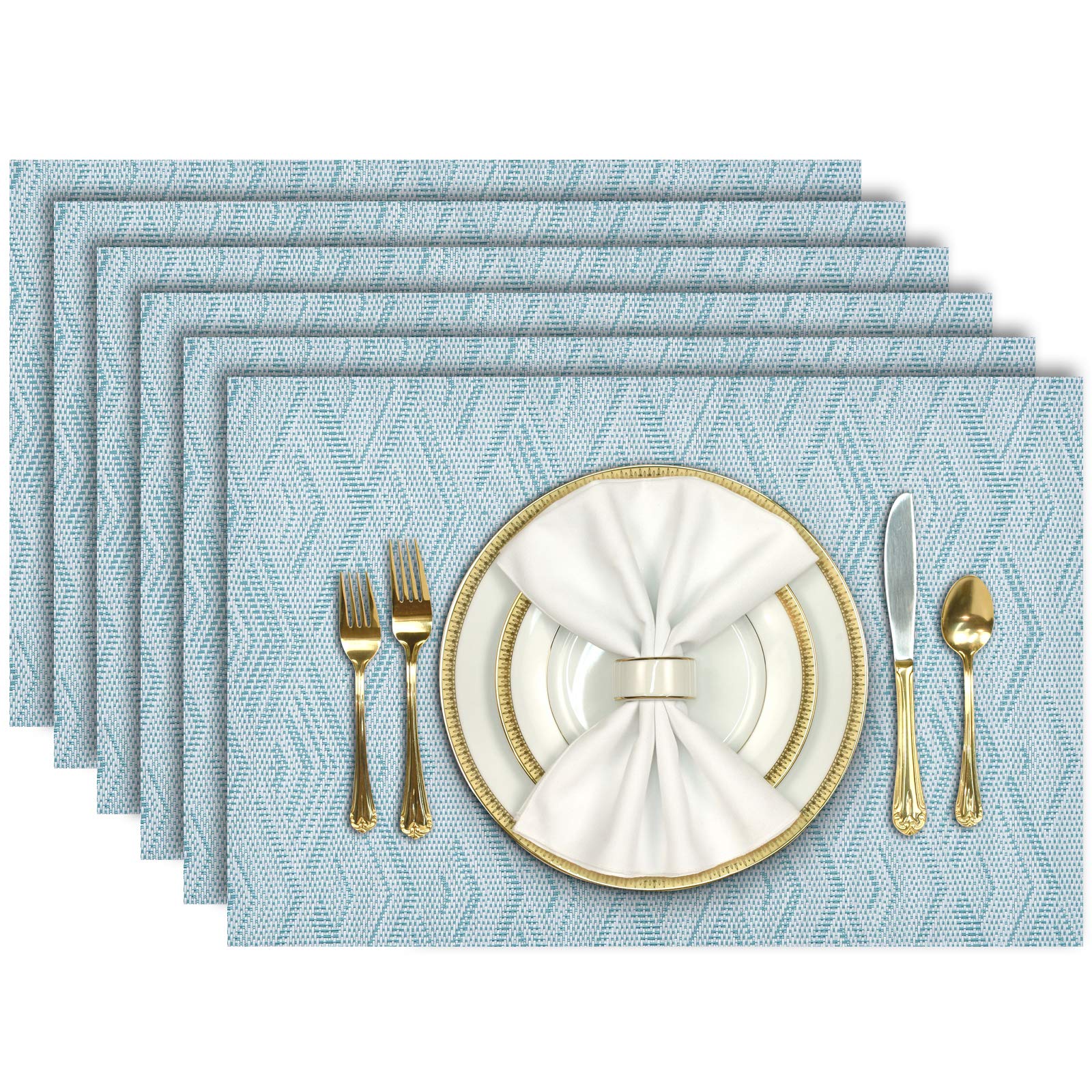 Aofmee 6-Pack Heat Resistant PVC Placemats - Non-Slip, Stain Resistant, Washable Vinyl Table Mats for Dining & Kitchen - Perfect for Everyday Meals, Parties, and Outdoor Dining