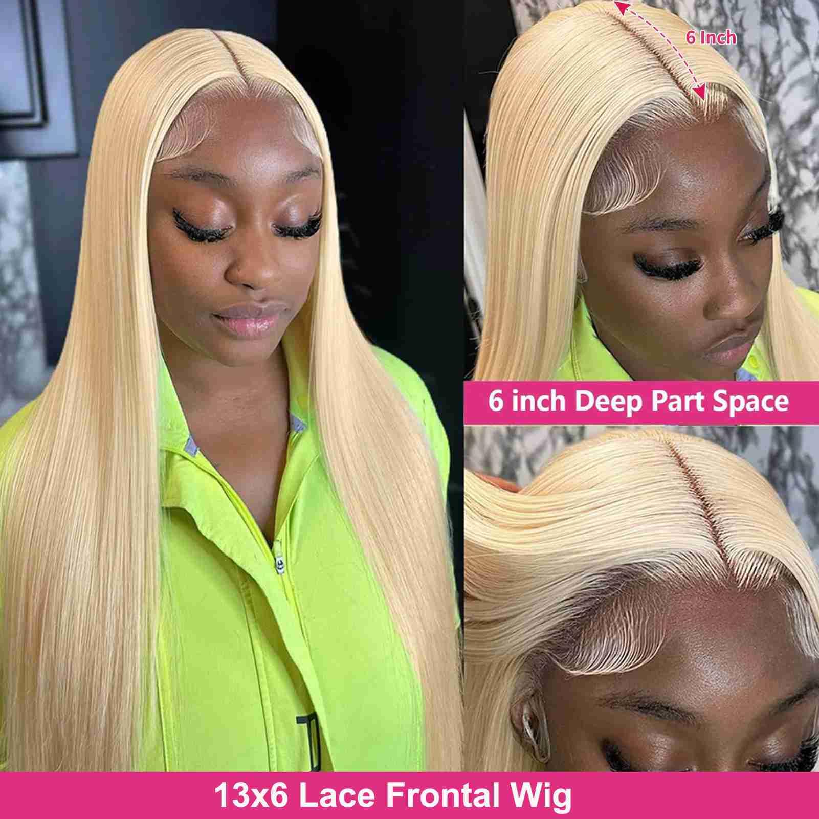 32 Inch 613 Blonde Straight Lace Front Wig Human Hair - 13x6 HD Transparent Lace Frontal Wig for Women, Pre-Plucked 200 Density, Perfect Gift for Mom - Great for Daily Wear, Cosplay, and Special Occasions