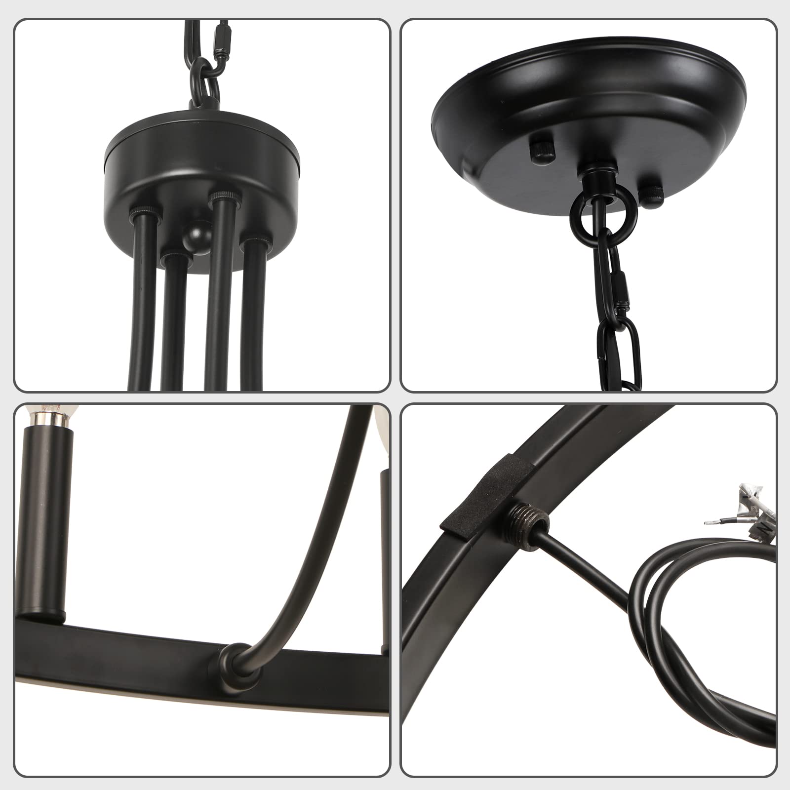 LynPon 12-Light Black Wagon Wheel Chandelier - 27 Inch Rustic Round Ceiling Light Fixture for Farmhouse & Industrial Decor | Perfect for Living Room, Dining Room, Kitchen, Foyer & Entryway Lighting