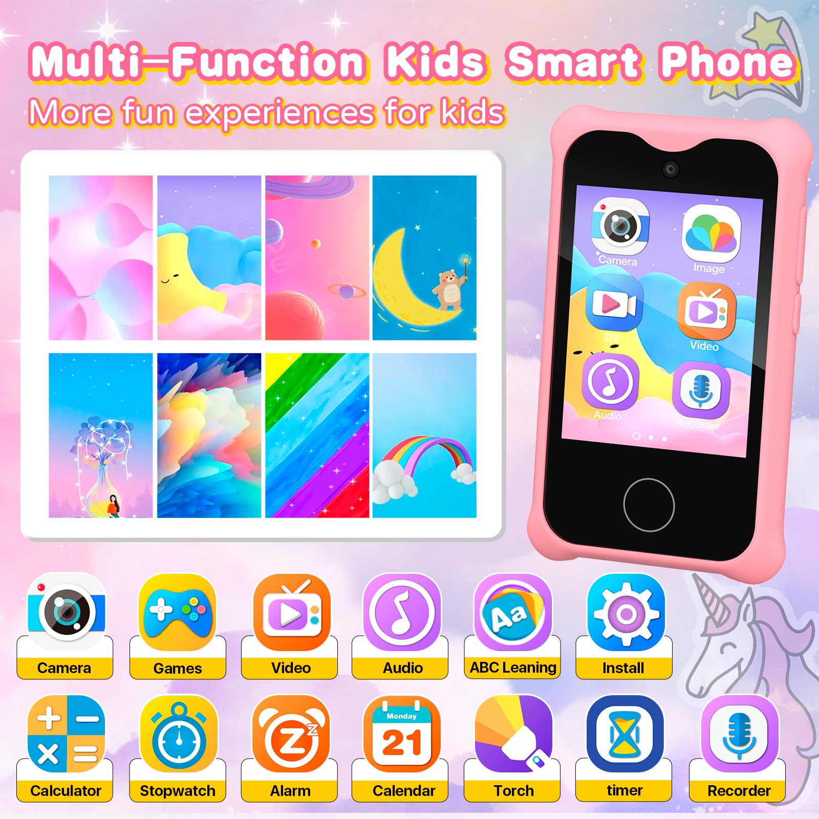 Smart Phone Toy for Kids Ages 3-8 - Touchscreen Learning Phone with Camera | Educational Gift for Toddlers, Boys & Girls | Perfect Birthday Present for Pretend Play & Early Learning
