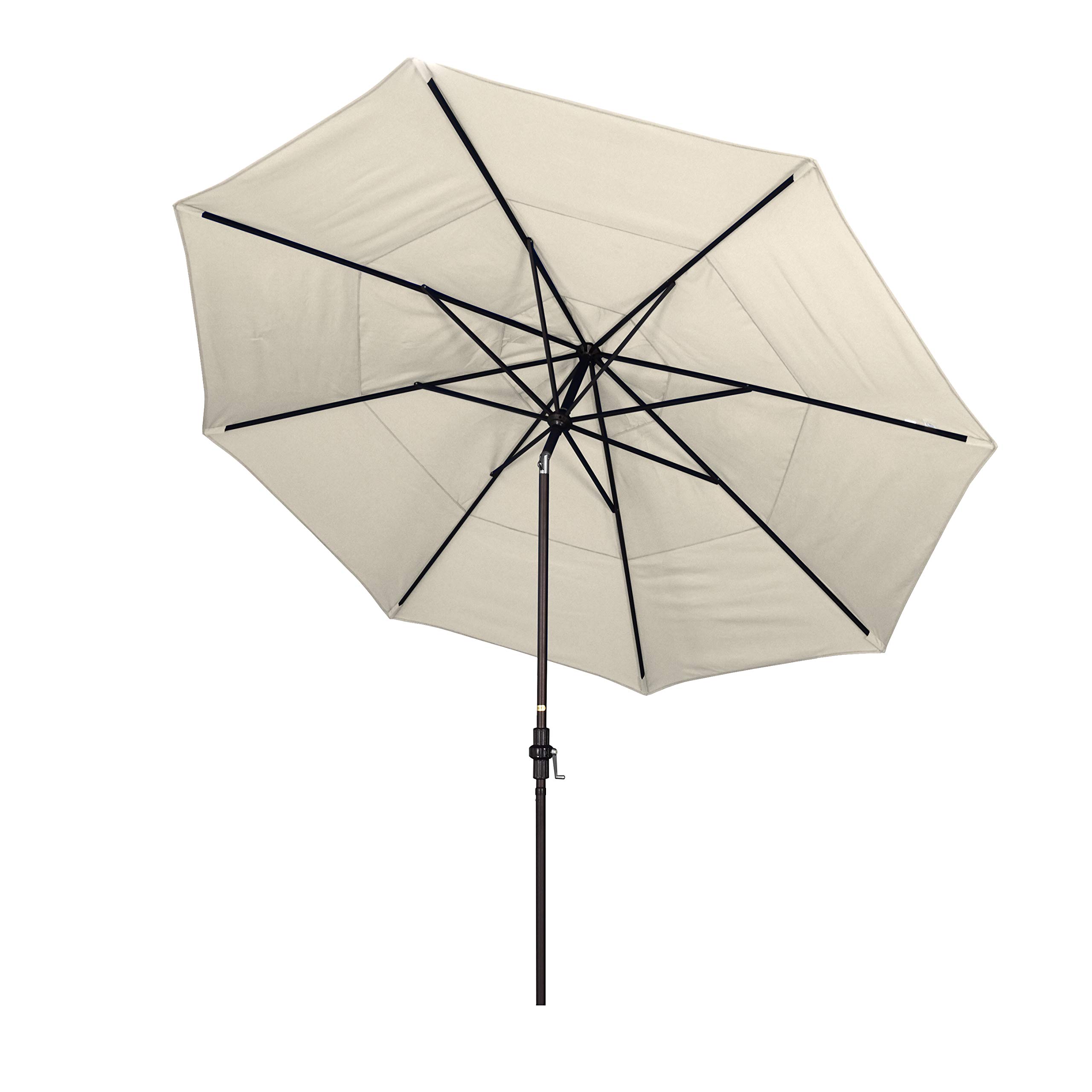 California Umbrella 11' Round Aluminum Market Umbrella with Crank Lift & Collar Tilt - Antique Beige (GSCU118117-F22-DWV) | Perfect for Patio, Garden, Poolside, and Outdoor Dining Areas