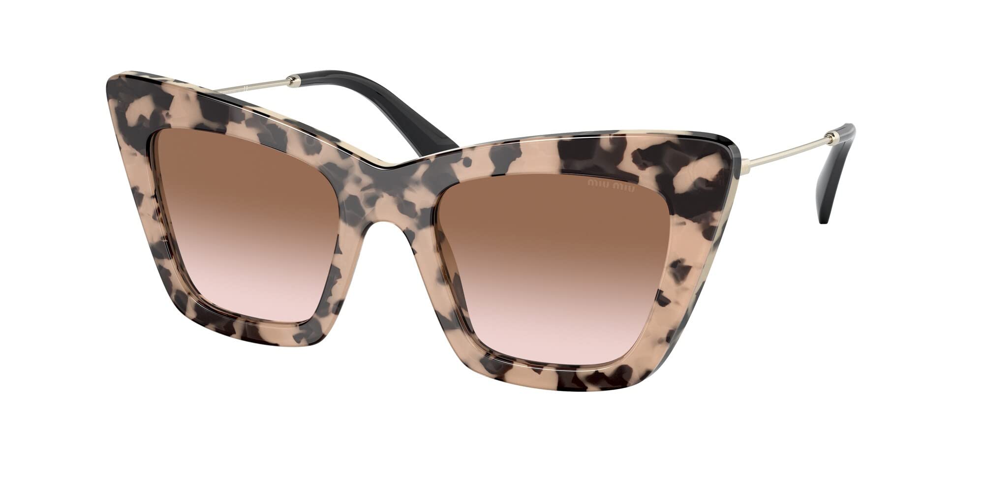 Miu Miu Women's Round Fashion Sunglasses - Havana Pink/Brown Gradient Lens UV Protection - One Size - Perfect for Beach, Driving & Outdoor Activities