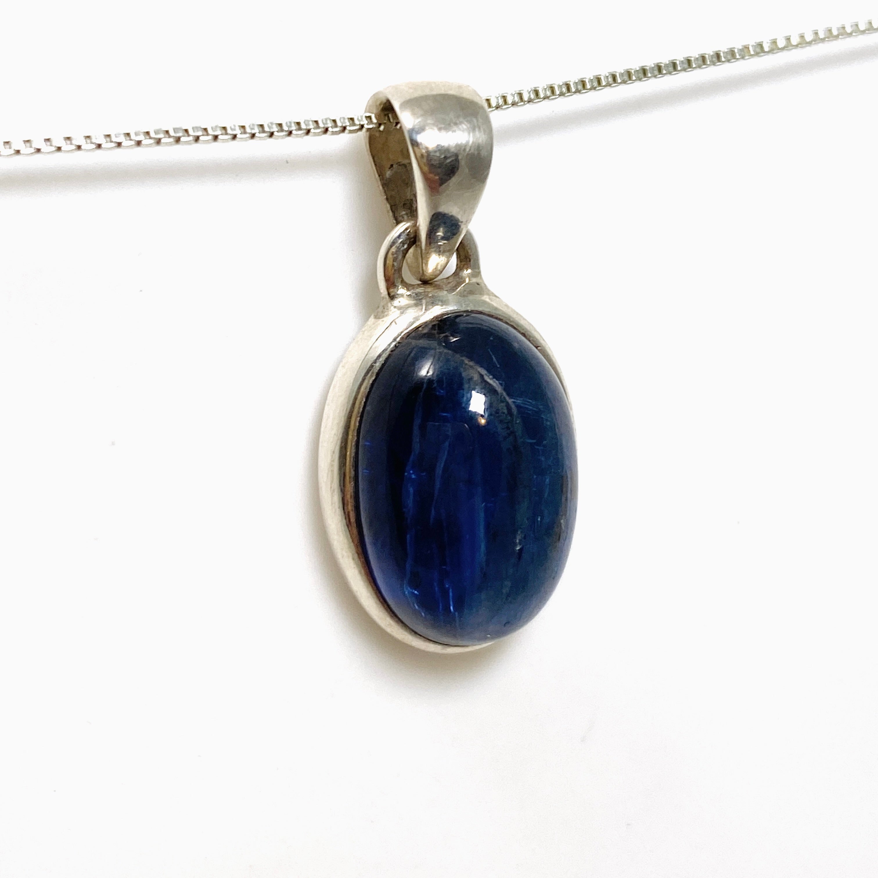 Natural Blue Kyanite Oval Cabochon Pendant Necklace - Handmade Gemstone Jewelry for Women - Perfect for Meditation, Healing & Spiritual Energy Work