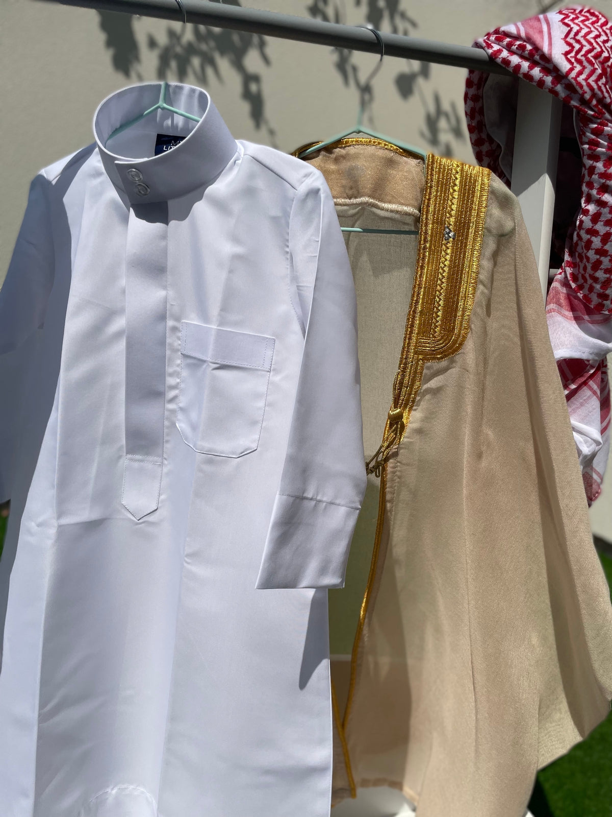 Premium Baby Boy Thobe Gift Set - Beige Bisht for 0-12 Months | 4-Piece Outfit for Newborns, Eid, Baptism & Special Occasions