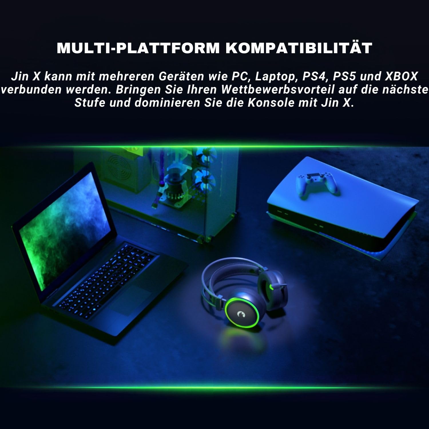 GAMEPOWER Jin X Gaming Headset with Microphone - Wired Headphones for PS4, PS5, Xbox One, PC & Switch - 50mm Speakers, 3.5mm Jack - Black - Perfect for Competitive Gaming & Online Chat