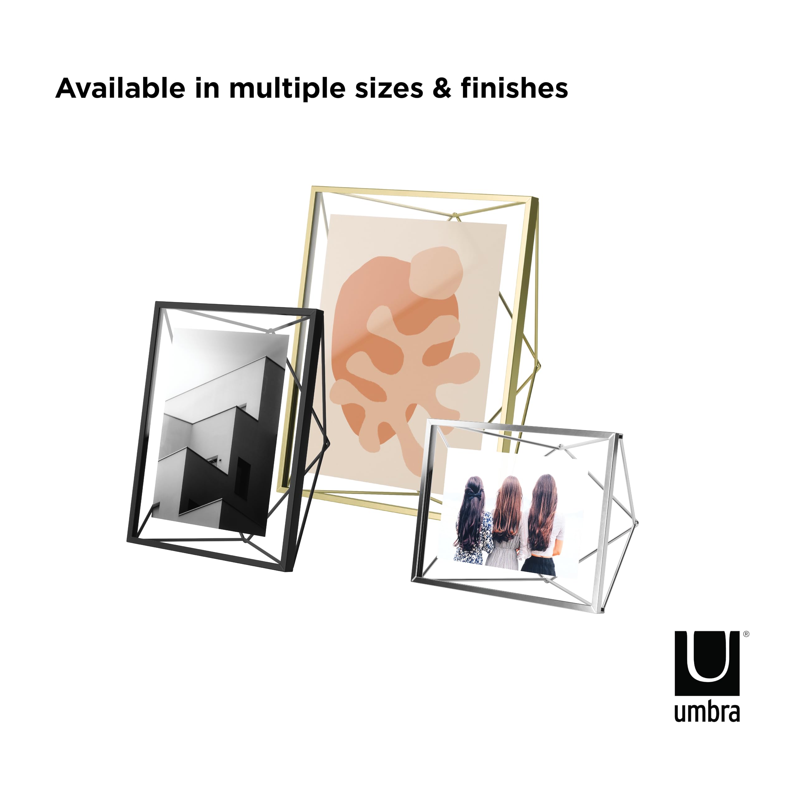 Umbra Prisma 5x7 Picture Frame - Elegant Brass Metal Photo Display for Desk or Wall - Perfect for Home Office Decor, Wedding Photos & Gift Giving