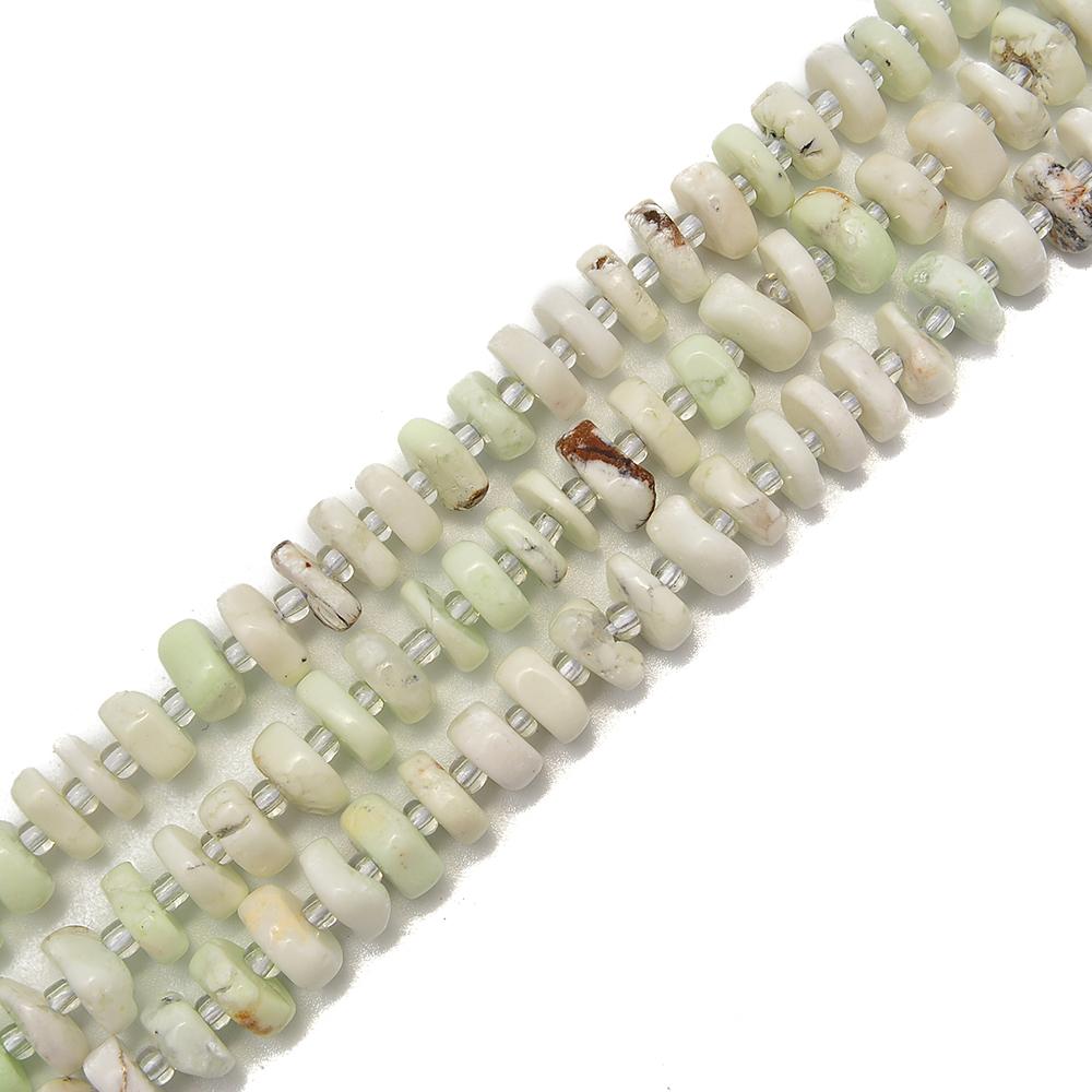 Natural Lemon Chrysoprase Irregular Disc Beads - 8-9mm Size, 15.5