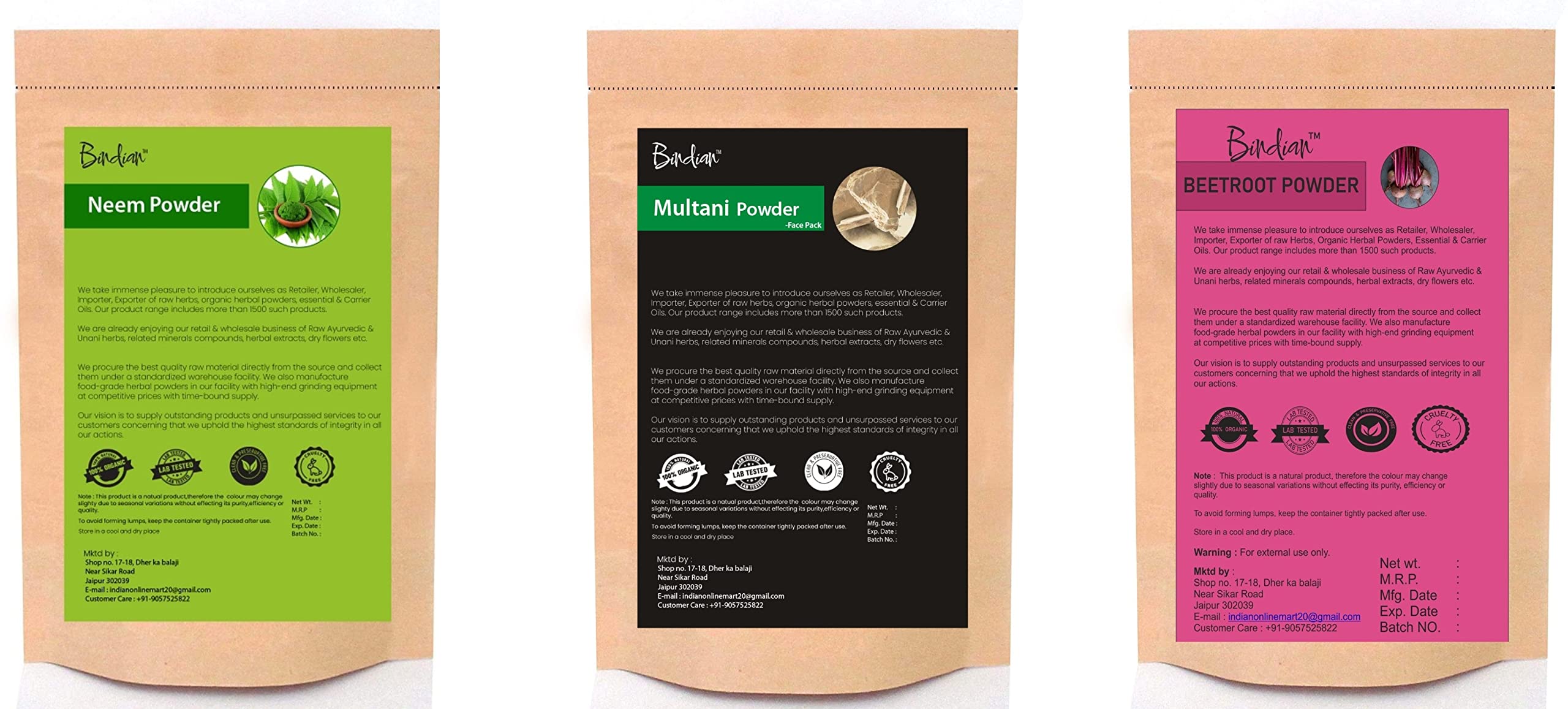 100% Pure Organic Neem Powder, Multani Mitti Clay, Beetroot Powder - 3-in-1 Facial Treatment (50g x 3) for Acne, Oily Skin & Blackhead Removal | Natural Face Mask for Glowing Skin | DIY Skincare, Spa Day, Detox Treatment