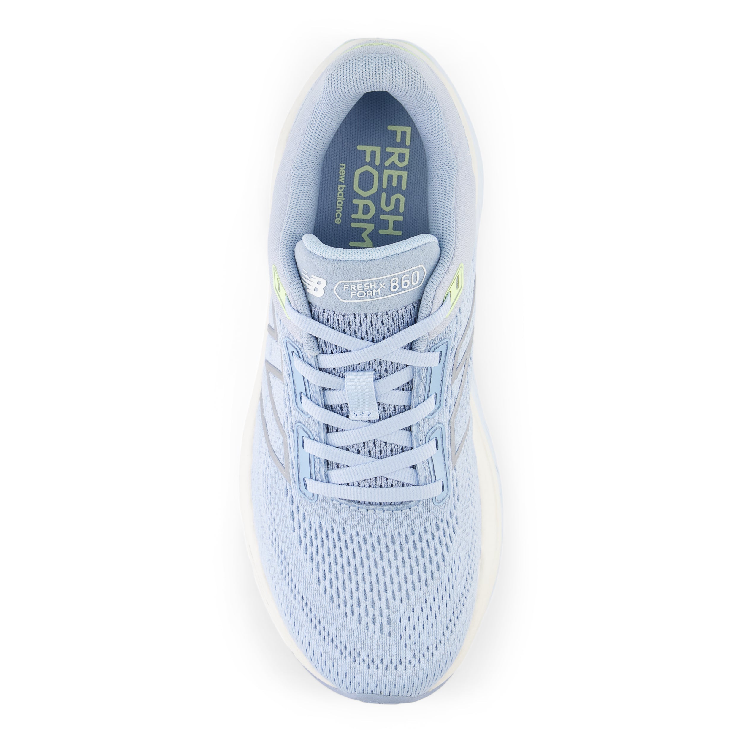 Women's Fresh Foam X 860v14 Wide Running Shoes - Light Chrome Blue/Limelight/Bleached Lime Glo - Cushioned Support for Road Running & Gym Workouts
