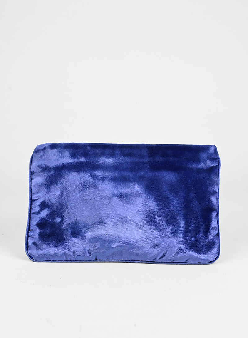 Miu Miu Blue Velvet Pochette Handbag - Elegant Clutch for Evening Parties & Special Occasions