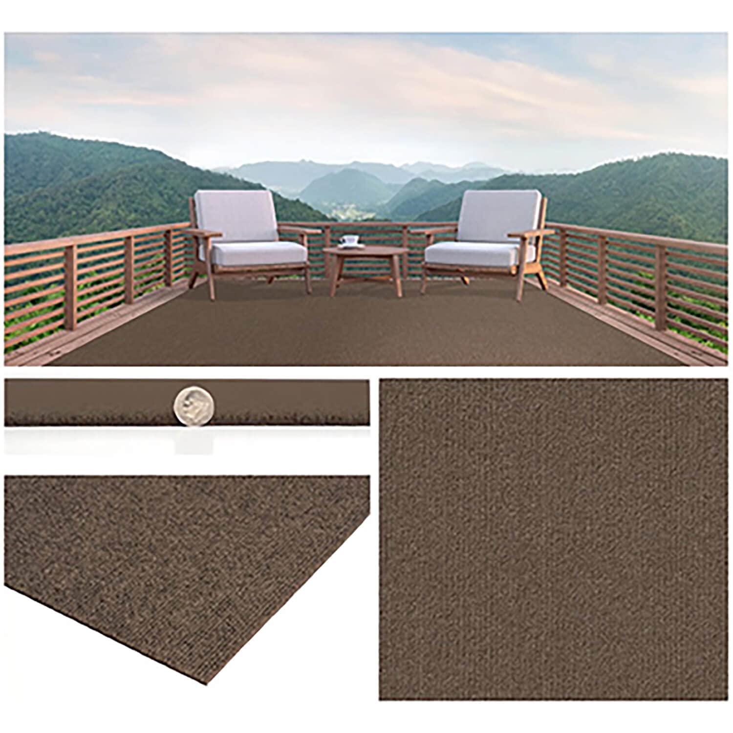 KOECKRITZ 8' x 8' Square Indoor/Outdoor Carpet Rug - Espresso Brown | Durable & Weather-Resistant for Patio, Deck, Garage & Home Decor