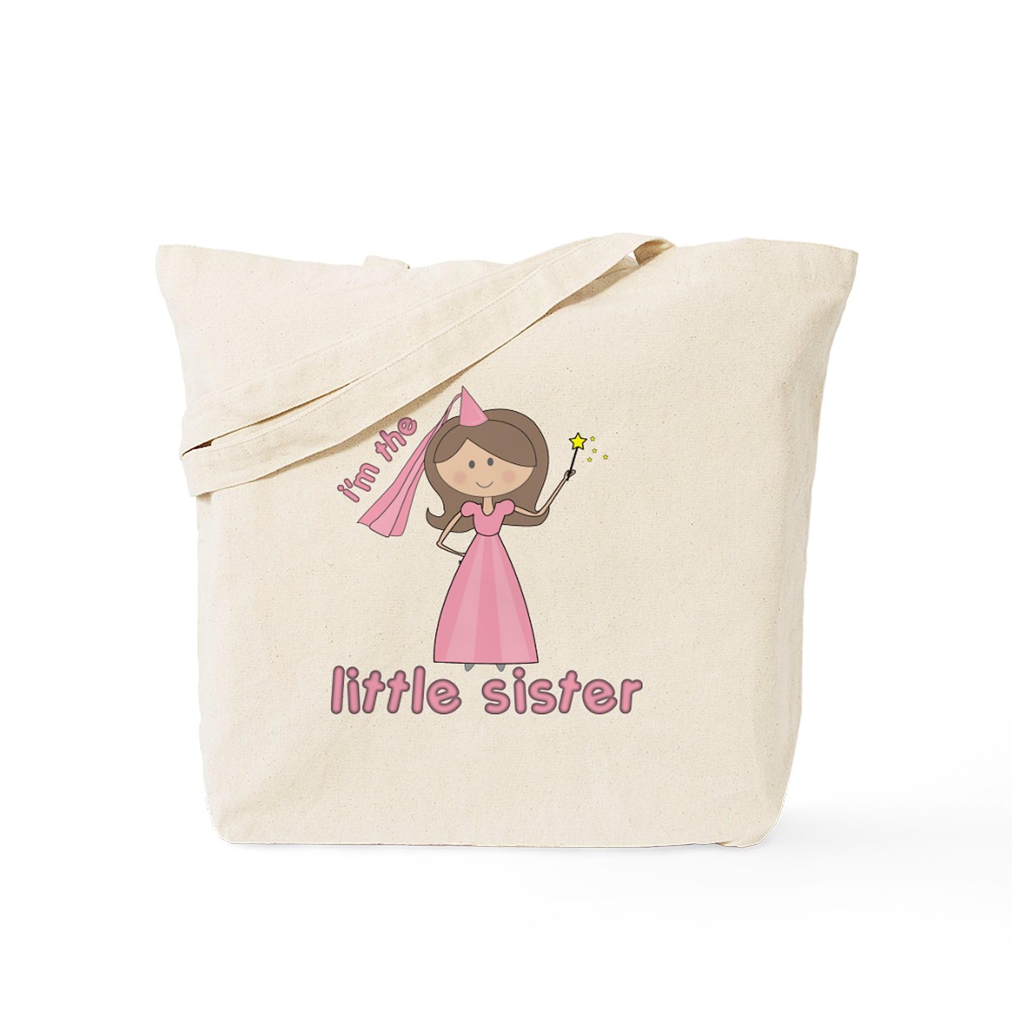 Princess Little Sister Tote Bag - Natural Canvas Reusable Shopping Bag for Women & Girls | Perfect for Groceries, School, Beach & Everyday Use