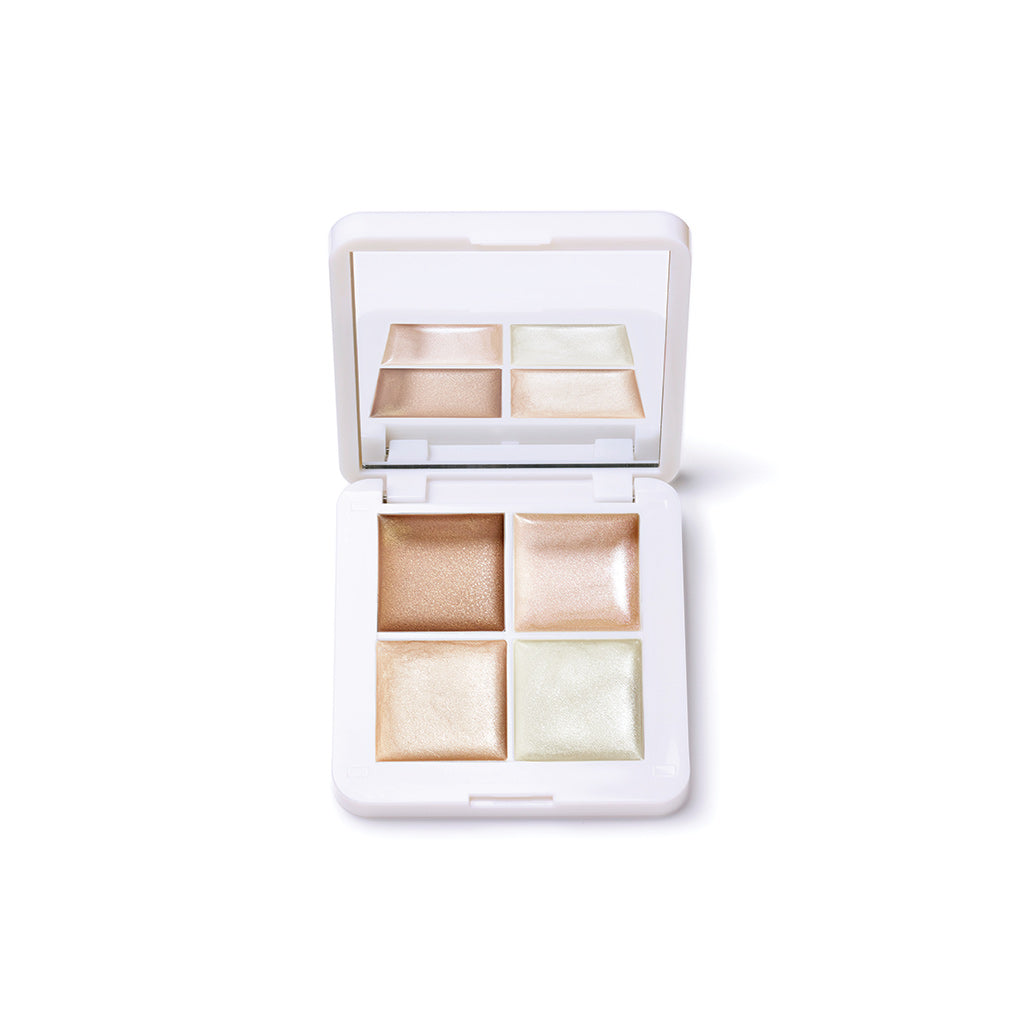 Living Luminizer Glow Quad Mini - 4-in-1 Highlighting Palette for Face & Body | Perfect for Contouring, Strobing & Everyday Glow | Vegan & Cruelty-Free Makeup