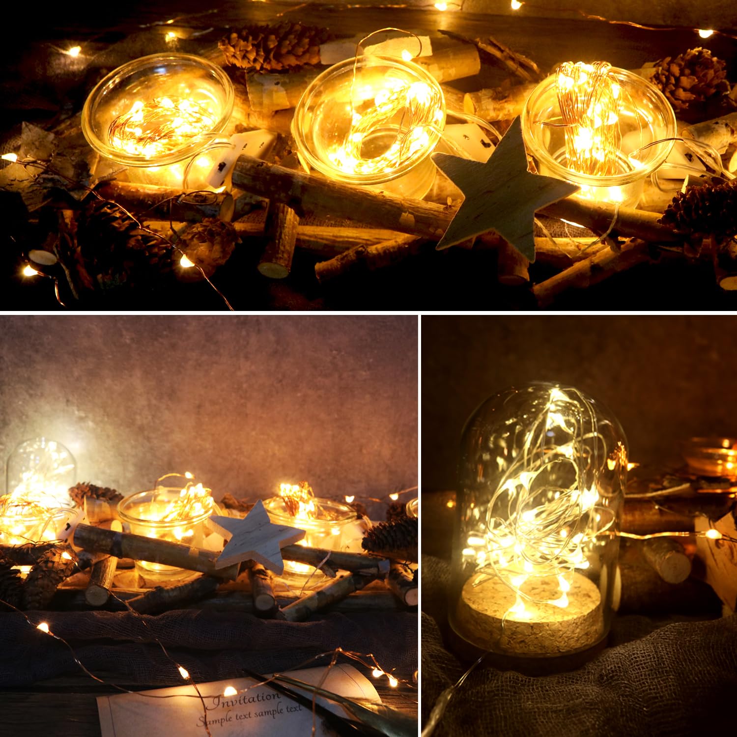 12-Pack Fairy String Lights with Timer - 8 Modes, 20 LED Lights on 6.5ft Silver Wire, Battery Powered (2xCR2032) - Lasts 3-4 Days - Perfect for Party, Wedding, Christmas Table Decor in Warm White - Ideal for Indoor/Outdoor Home Decor, Garden, Bedroom & Holiday Lighting