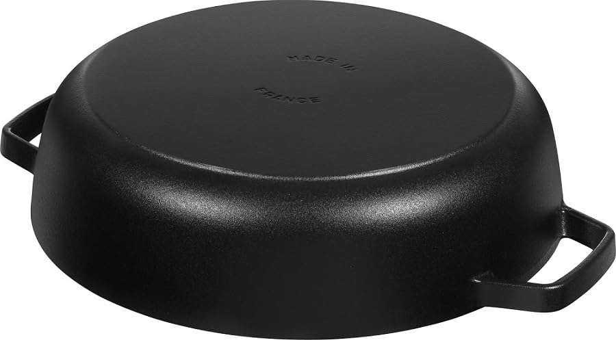 STAUB 28cm Round Cast Iron Dutch Oven with Lid - Black Enameled Cookware for All Cooktops, Heat Retention, Oven Safe to 500°F | Perfect for Braising, Stewing, Baking Bread & Serving | Made in France | Ideal for Home Chefs & Gourmet Cooking