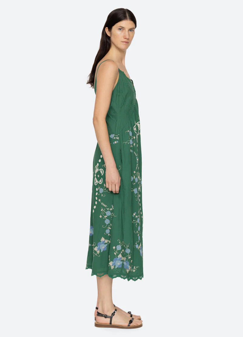 Sea New York Vesna Embroidery Slip Dress - Floral Lace Trim Summer Maxi Dress for Women | Perfect for Beach Vacations, Weddings & Date Nights