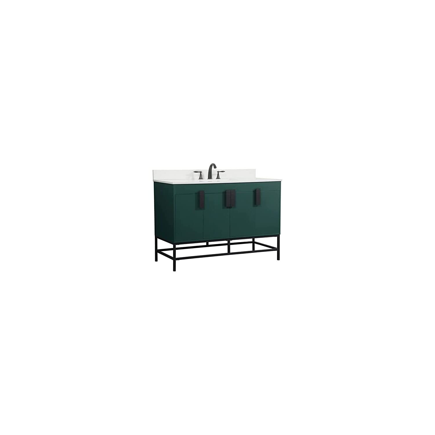 48 Inch Single Bathroom Vanity in Green with Backsplash - Modern Bathroom Sink Cabinet with Storage for Small Spaces | Perfect for Apartments, Condos & Guest Bathrooms