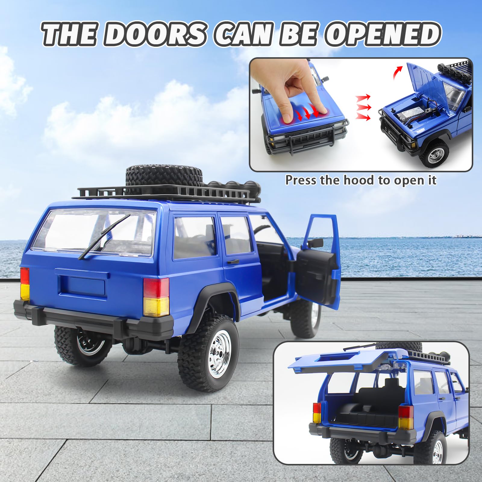 Fistone 1:12 Scale 2.4Ghz 4WD Remote Control Car - RC Rock Crawler Off-Road Truck with LED Lights, Waterproof All-Terrain Climbing Vehicle for Kids & Adults (Ages 8-12) - Perfect for Outdoor Adventures, Backyard Racing & Off-Roading Fun