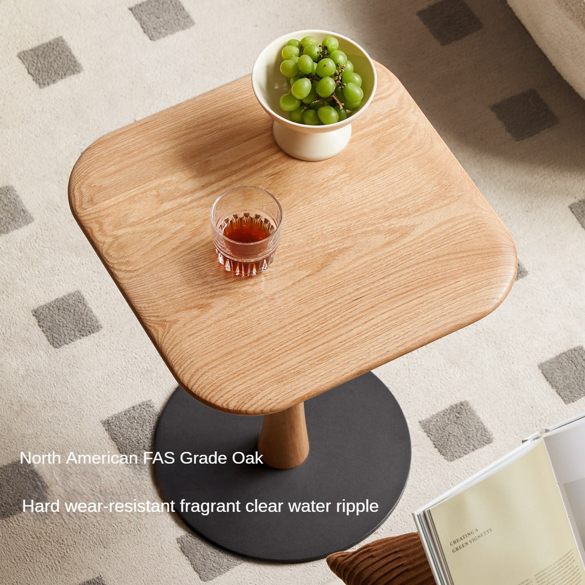 Solid Oak & Black Walnut Small Square Side Table - Handcrafted Wooden End Table for Living Room, Bedroom, or Office Decor