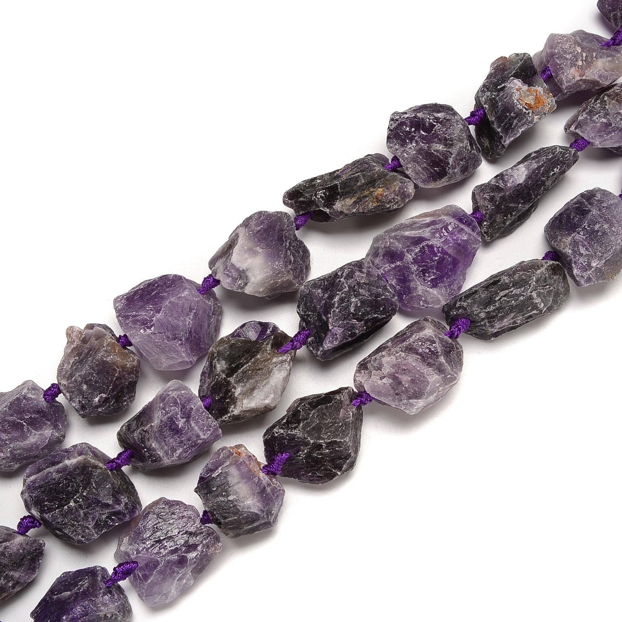 Natural Dark Amethyst Rough Nugget Beads - 20-30mm Gemstone Chunks for Jewelry Making (15.5