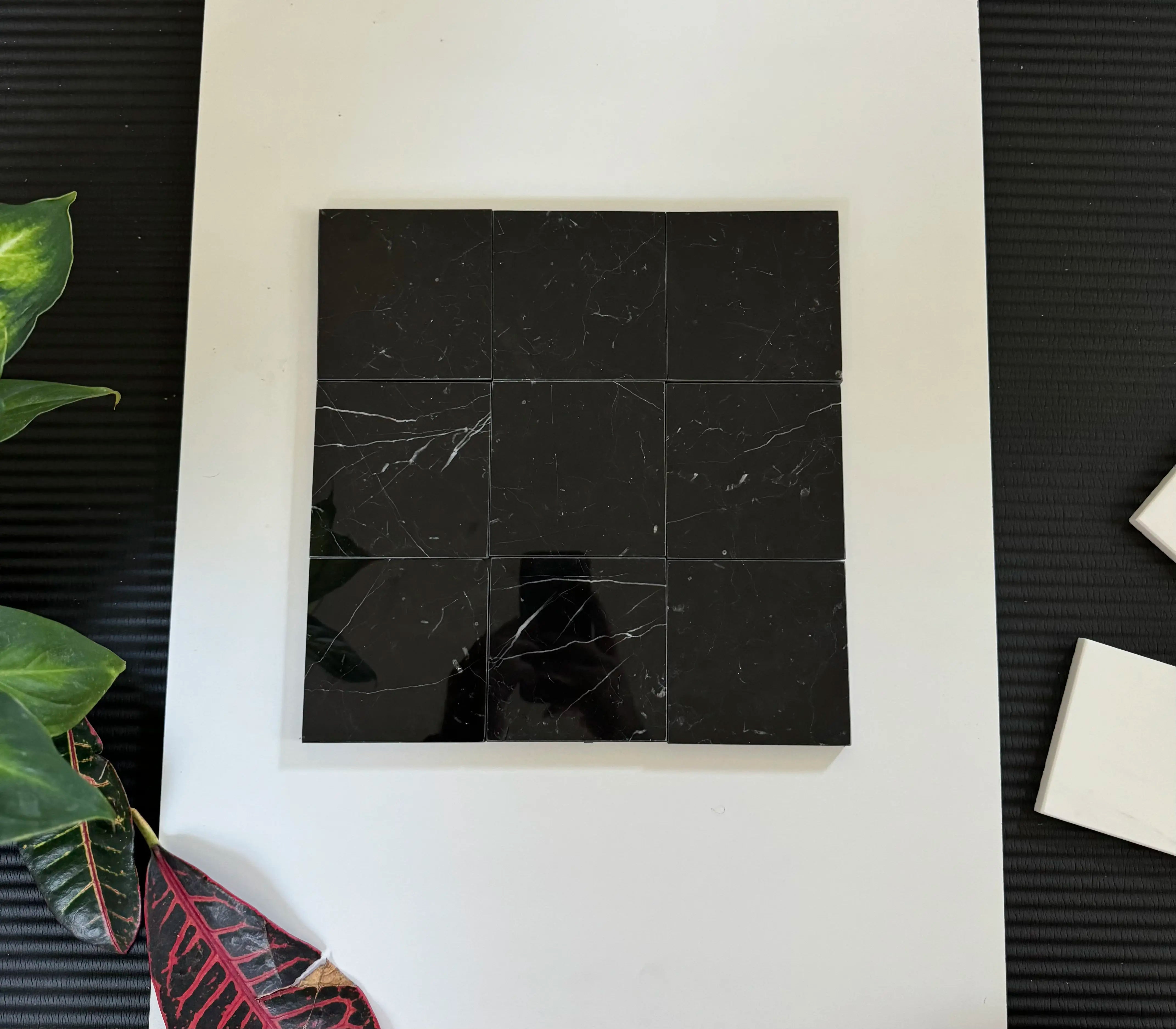 Premium Green Onyx and Nero Marquina Checkerboard Tiles - Polished or Honed Finish for Kitchen Backsplash, Bathroom Flooring, and Commercial Spaces