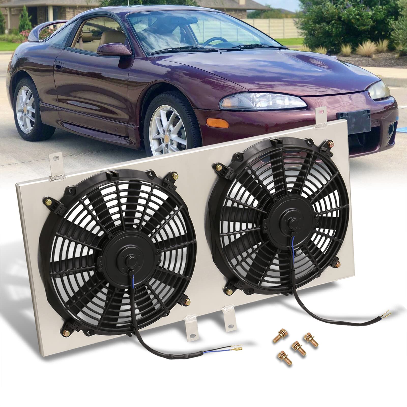 AJP Distributors Aluminum Radiator Fan Shroud Kit with 12