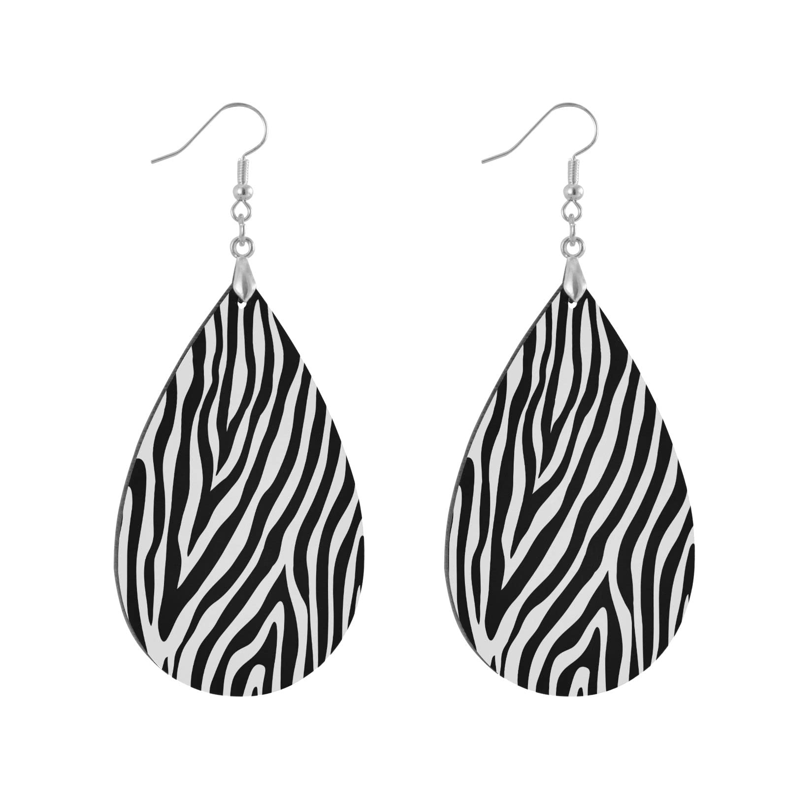 Abstract Zebra Print Teardrop Earrings - Lightweight Wooden Dangle Earrings for Women & Girls | Animal Print Statement Jewelry Gift | Perfect for Parties, Weddings & Everyday Wear