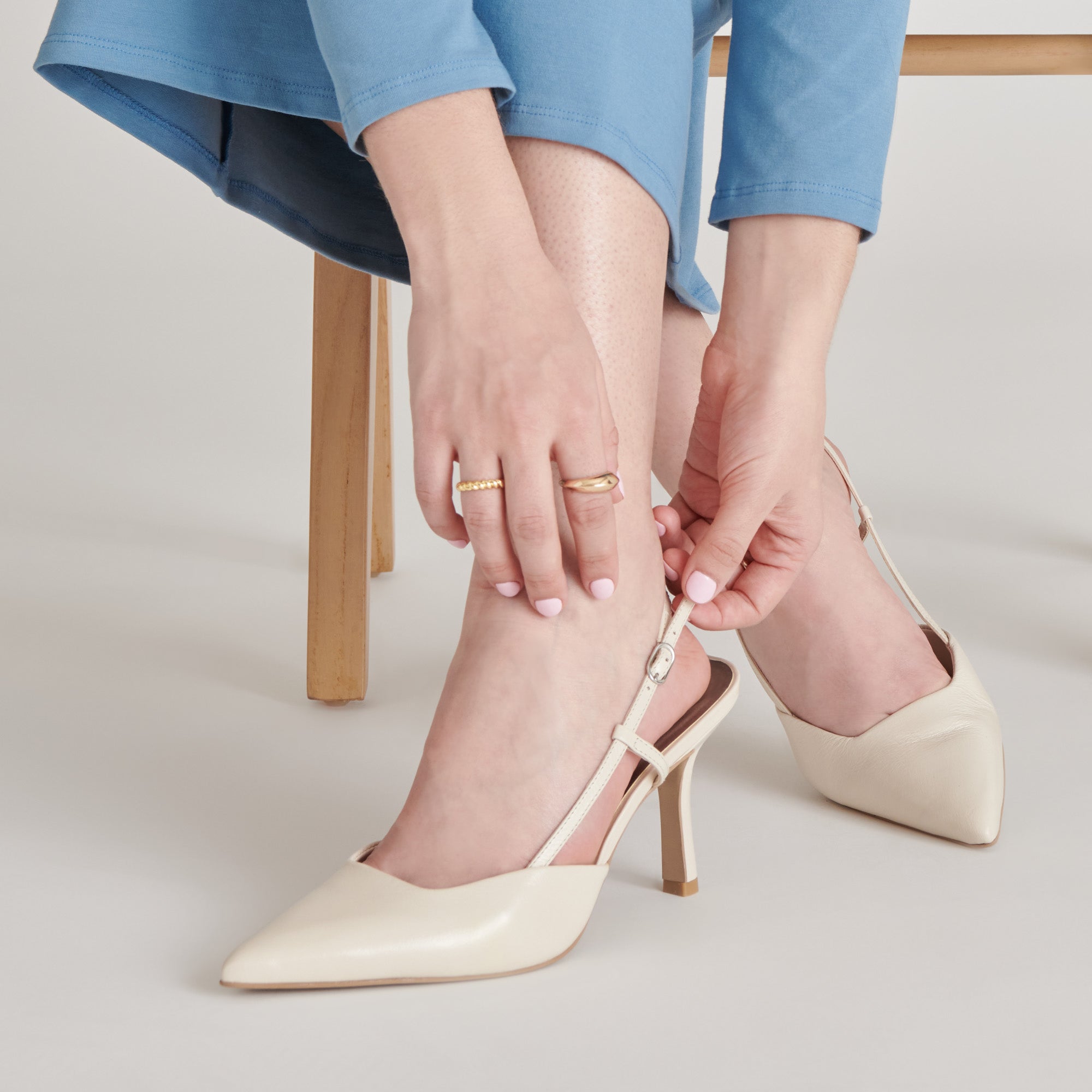 Ivory Crinkle Patent Kim Heels - Elegant Women's High Heel Shoes for Parties, Weddings & Special Occasions