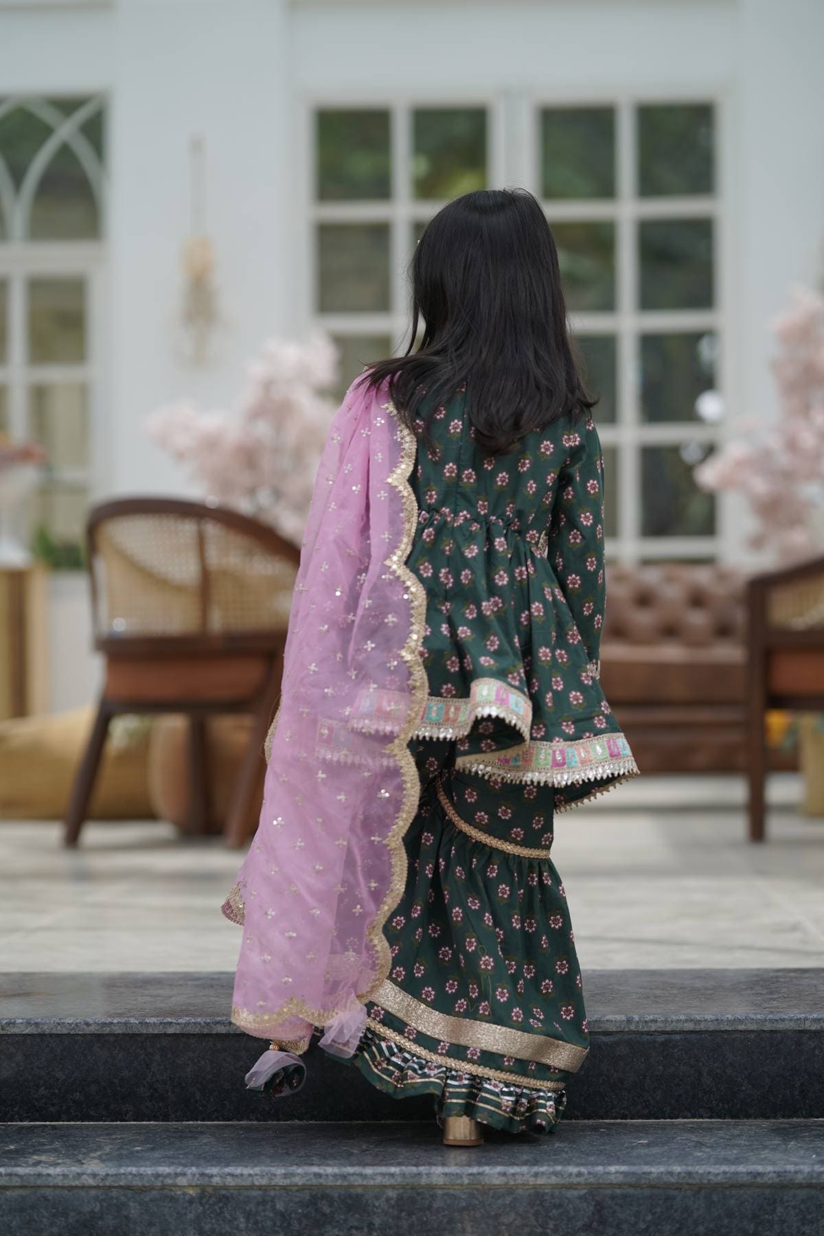 Pre Order: Stylish Green Printed Kurti Sharara Set for Women - Perfect for Festivals, Weddings & Casual Wear