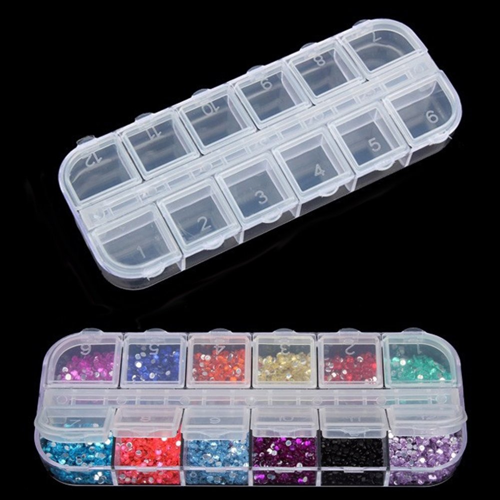12-Slot Clear Diamond Painting Storage Box - Organize Embroidery & Cross Stitch Tools | Perfect for Crafting, Beading & DIY Projects