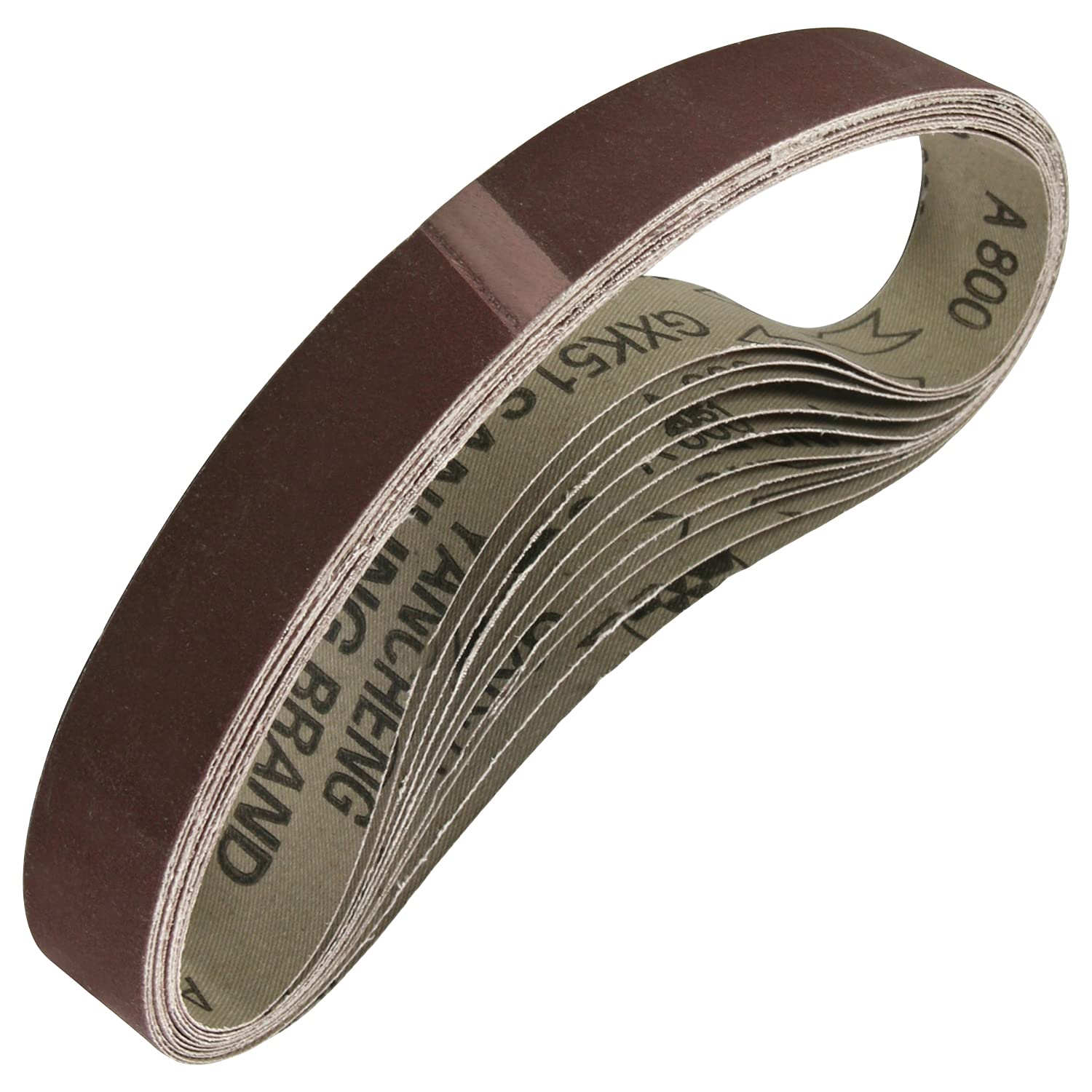Utoolmart 1.2x21 Inch 800 Grit Aluminum Oxide Sanding Belt - 10 Pack for Wood Finishing, Metal Polishing & Drywall Sanding | Compatible with Portable Belt Sanders, Sharpening & DIY Projects