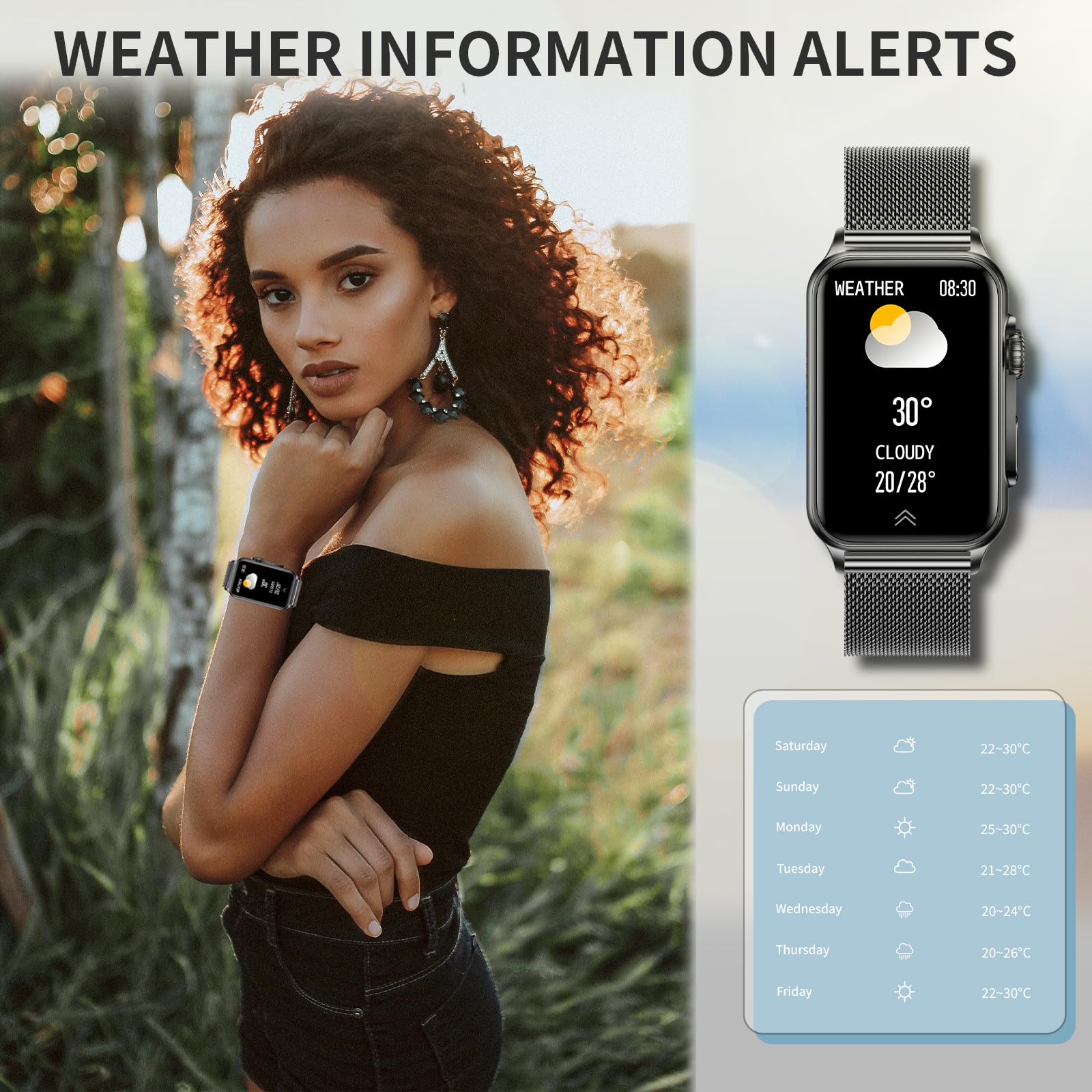 Smart Fitness Watch for Women - Heart Rate & Sleep Tracker, IP68 Waterproof for Android iOS - Perfect for Workouts & Daily Use