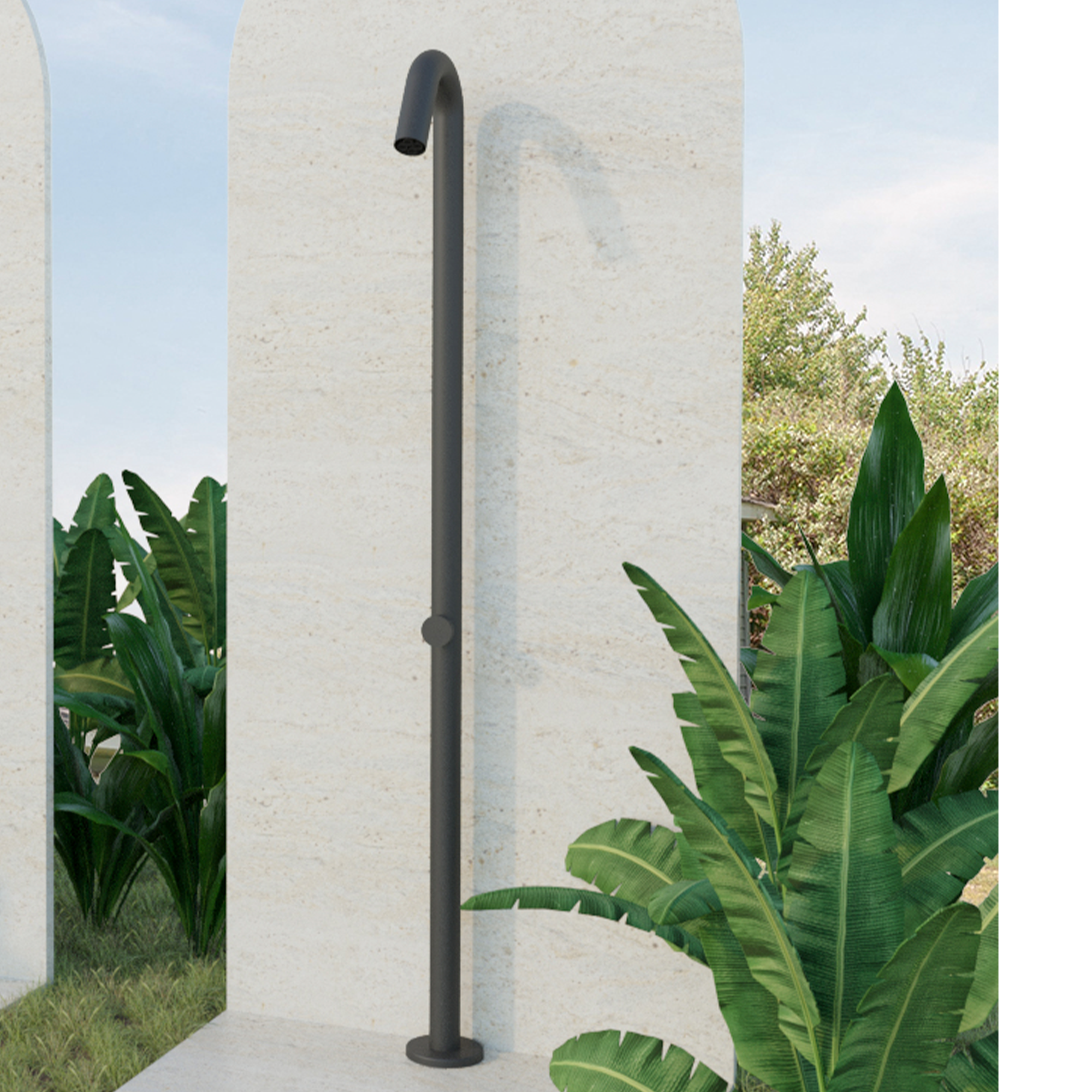DAX Freestanding Outdoor Shower Pipe with Adjustable Height - Stainless Steel Garden Shower for Pool, Beach & Backyard (Model DAX 807282) | Perfect for Outdoor Bathing, Rinsing & Pet Washing