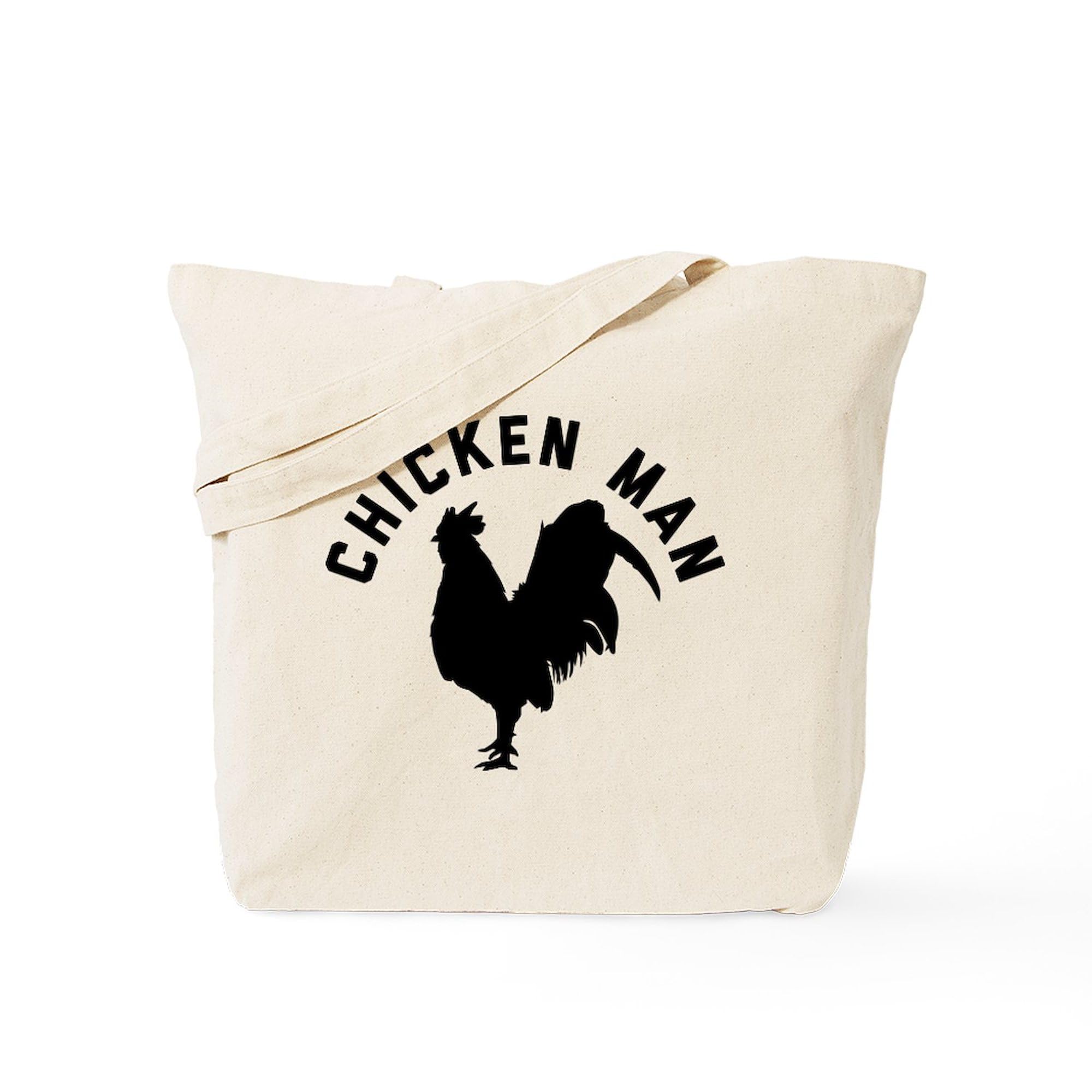 Chicken Man Tote Bag - Natural Canvas Reusable Grocery Shopping Bag for Men & Women | Eco-Friendly Grocery Tote for Farmers Market, Beach, Work & Daily Use