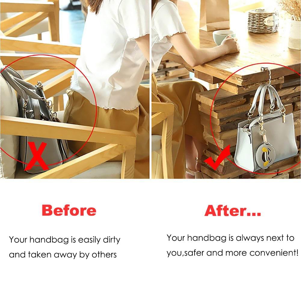 KSMD Purse Hooks for Women - Foldable Table Hook Hanger for Purses & Bags at Restaurants, Bars, Travel - Portable Purse Organizer with Non-Slip Grip (Marble Pattern) - Perfect for Dining Out, Shopping & Outdoor Events
