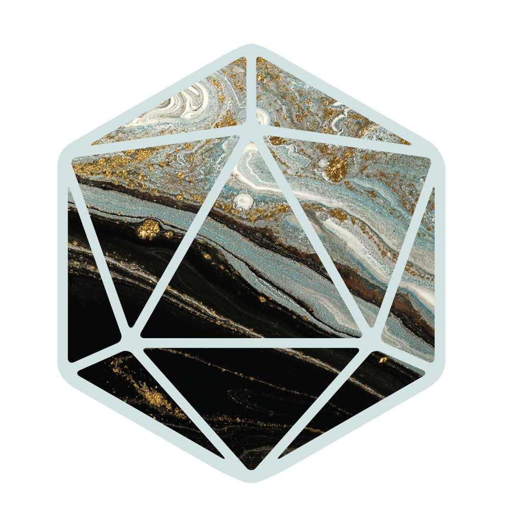 D20 Dice Silhouette Black & White Swirl Paint Pour Vinyl Decal - 4 Inch Waterproof Sticker for Gaming Accessories, Laptops, Cars, Windows, Home Décor | Perfect for Tabletop RPGs, DIY Crafts & Geek Gifts