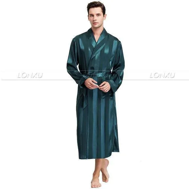 Men's Striped Nightgown for Sleeping - Soft & Comfortable Pajamas for Nighttime Relaxation & Lounge Wear
