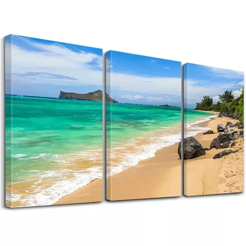 3-Piece Ocean Landscape Canvas Wall Art Set - Framed 50x70cm High Quality Print - 100% Australian Made - Ready to Hang - Perfect for Living Room, Bedroom & Office Decor