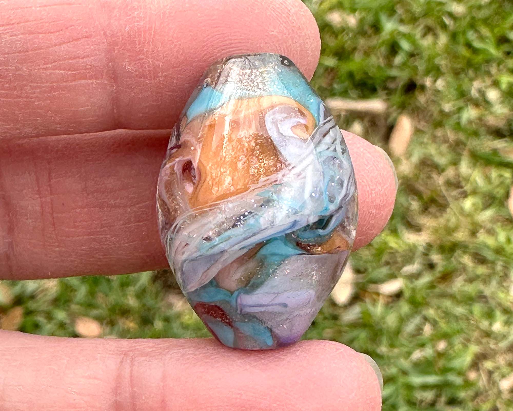 Handmade Summer Shimmer Lampwork Glass Focal Bead - SRA Certified Artisan Jewelry Bead for Necklaces, Bracelets & DIY Crafting - Perfect for Boho, Beach & Festival Jewelry Designs
