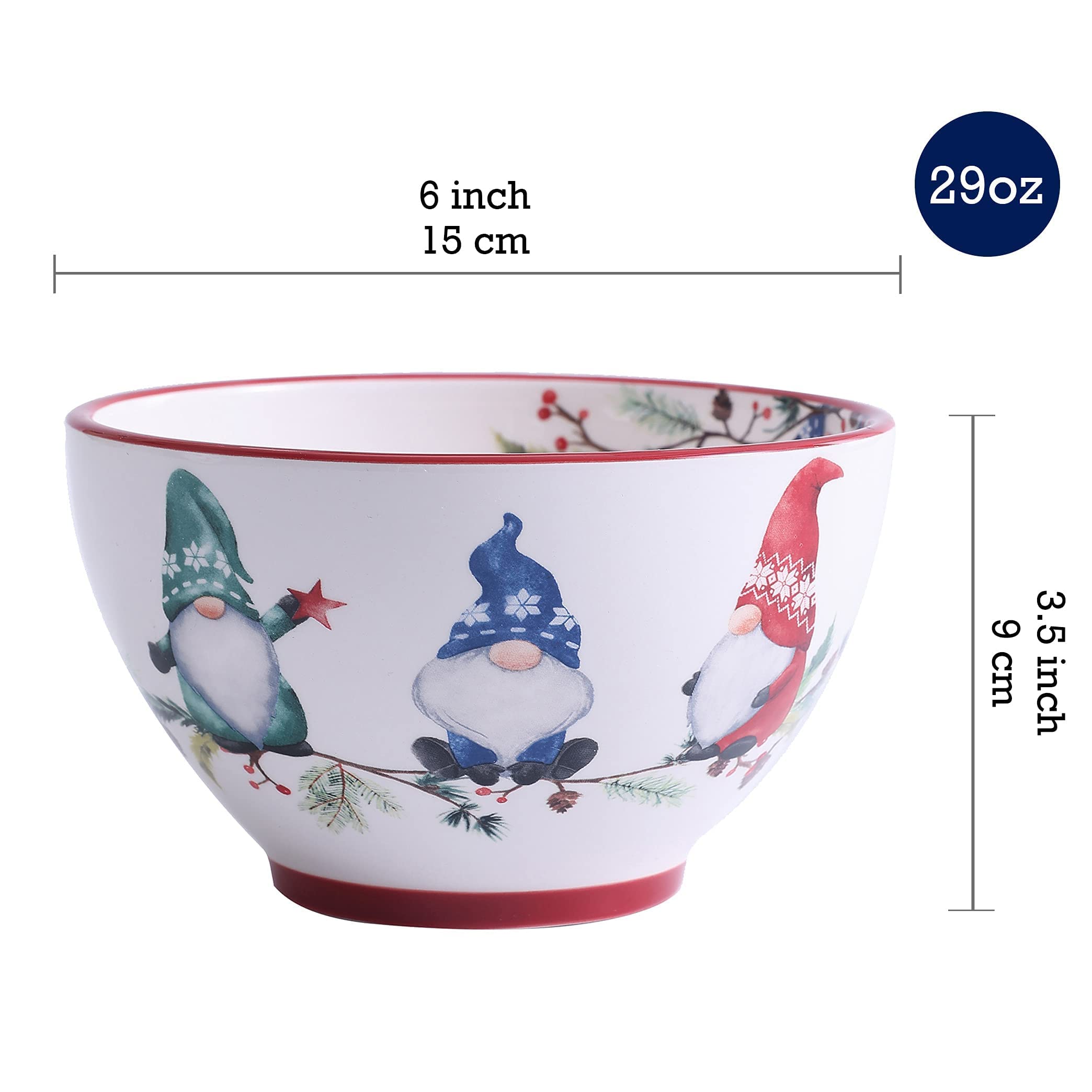 Bico Christmas Gnomes Ceramic Dinnerware Set - 12 Piece Service for 4 (Includes 11
