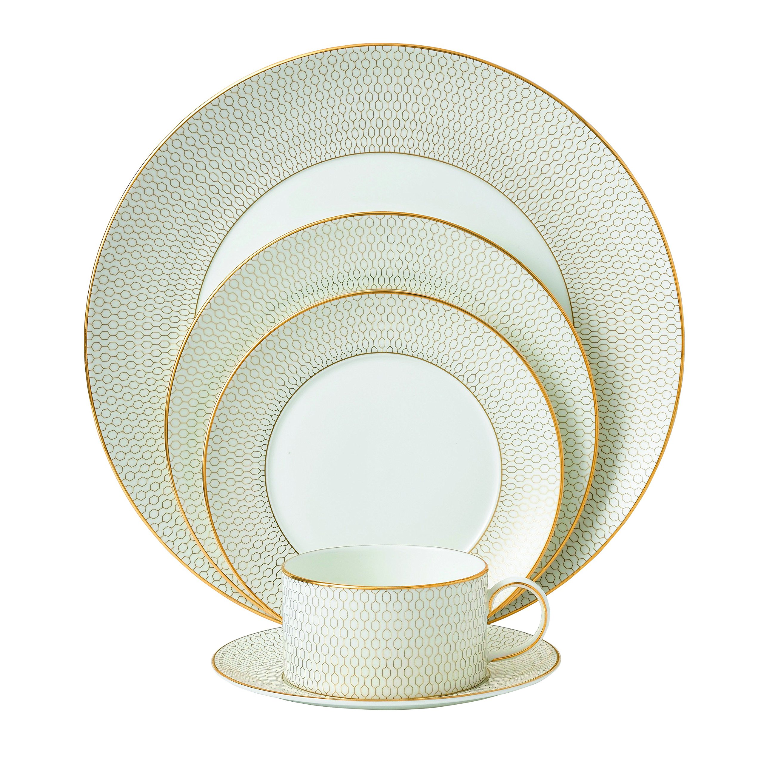 Wedgwood Gio Gold 5-Piece Place Setting - Elegant Fine China Dinnerware Set for Formal Dining & Special Occasions