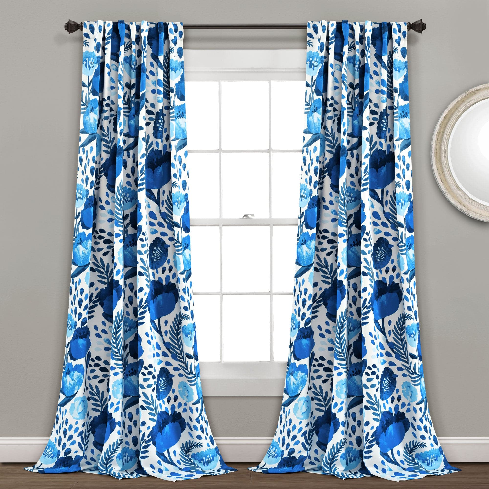 Poppy Garden Light Filtering Window Curtain Panel Set - Floral Sheer Drapes for Living Room & Bedroom - Soft Sunlight & Privacy Protection
