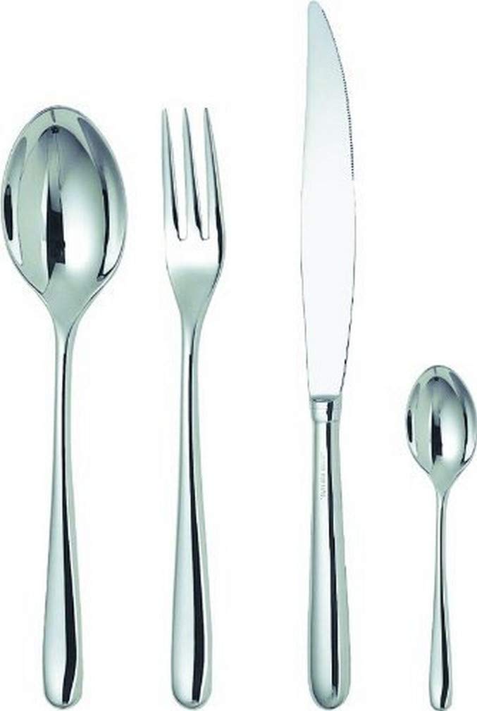 Alessi Pcs. Cutlery Caccia 24-Piece Stainless Steel Silver Flatware Set - Elegant Dining for Dinner Parties, Weddings & Everyday Use
