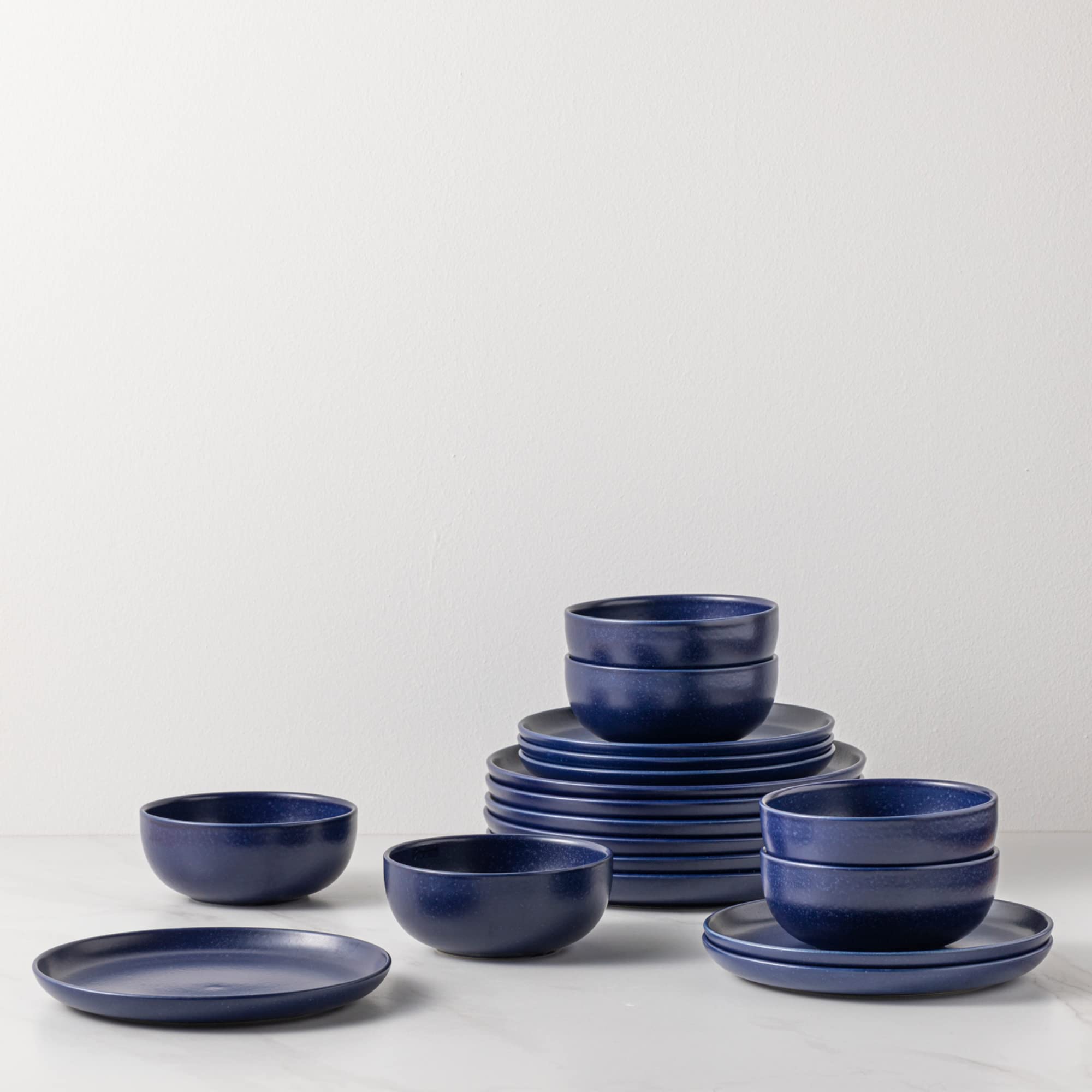 Casafina 18-Piece Ceramic Dinnerware Set for 6 - Blueberry Pacifica Collection | Microwave & Dishwasher Safe Stoneware Plates & Bowls | Restaurant Quality Tableware for Everyday Dining & Entertaining